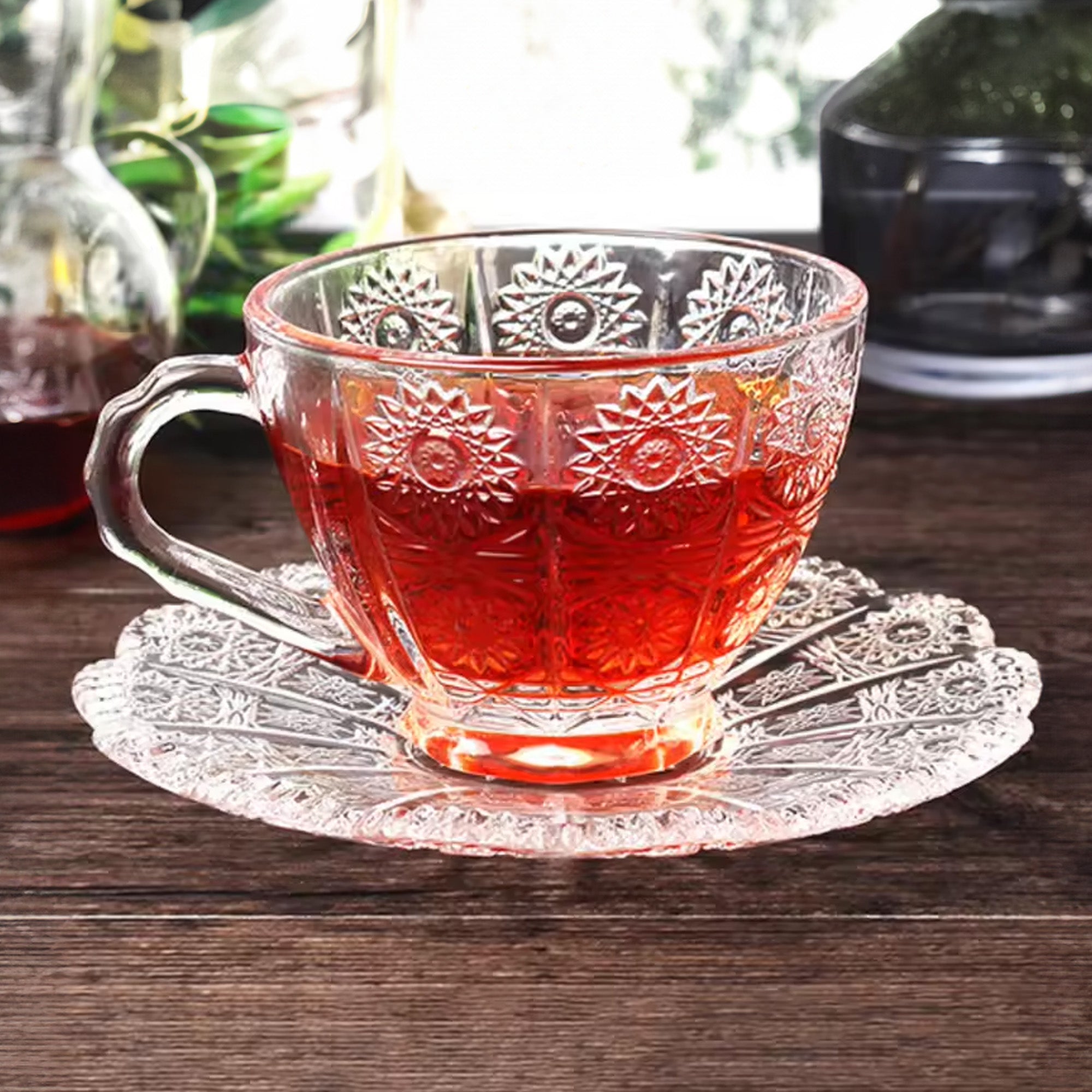 The Better Home Glass Cup with Saucer - Stylish mug for gifts