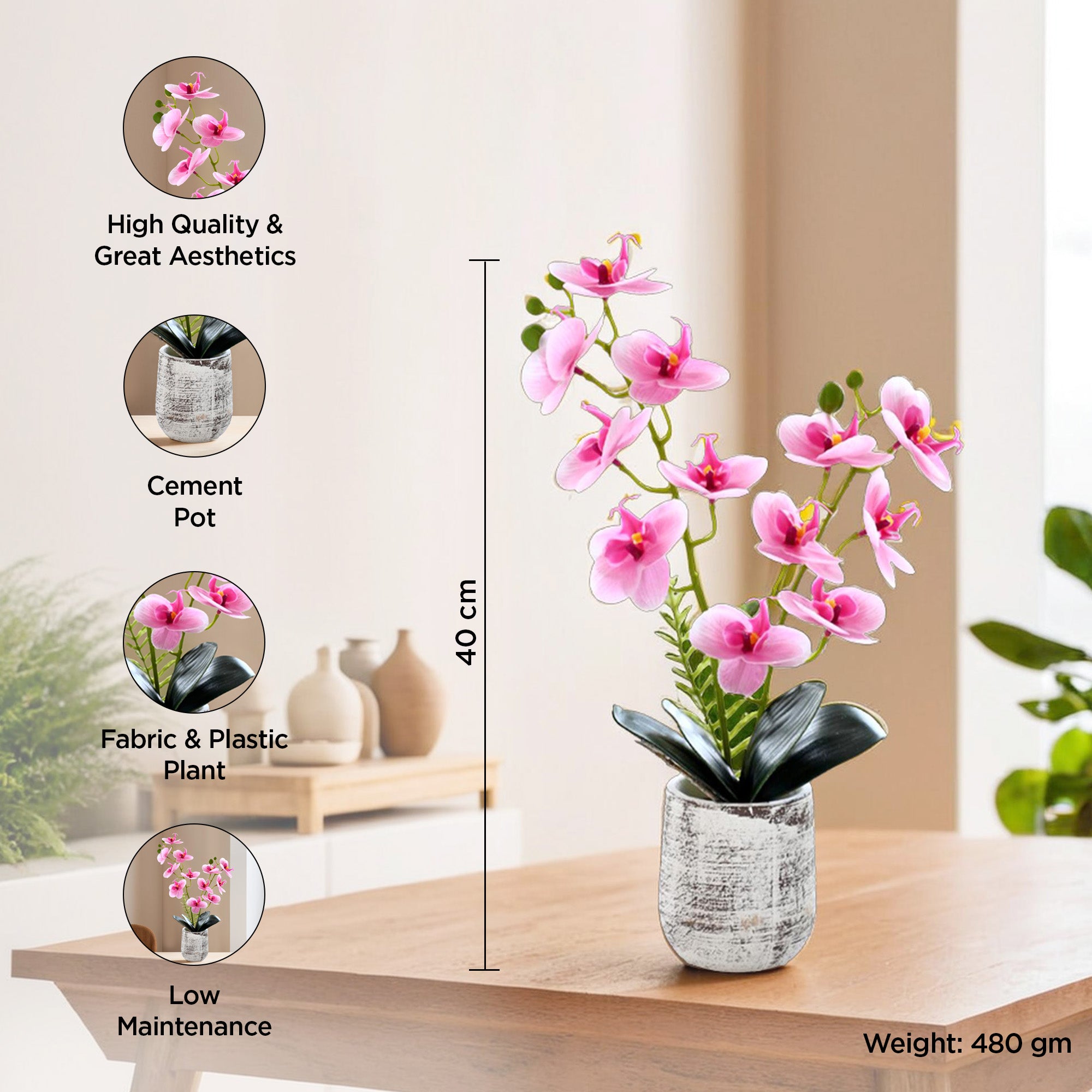 UMAI pink artificial plants - Bedroom decor accessory