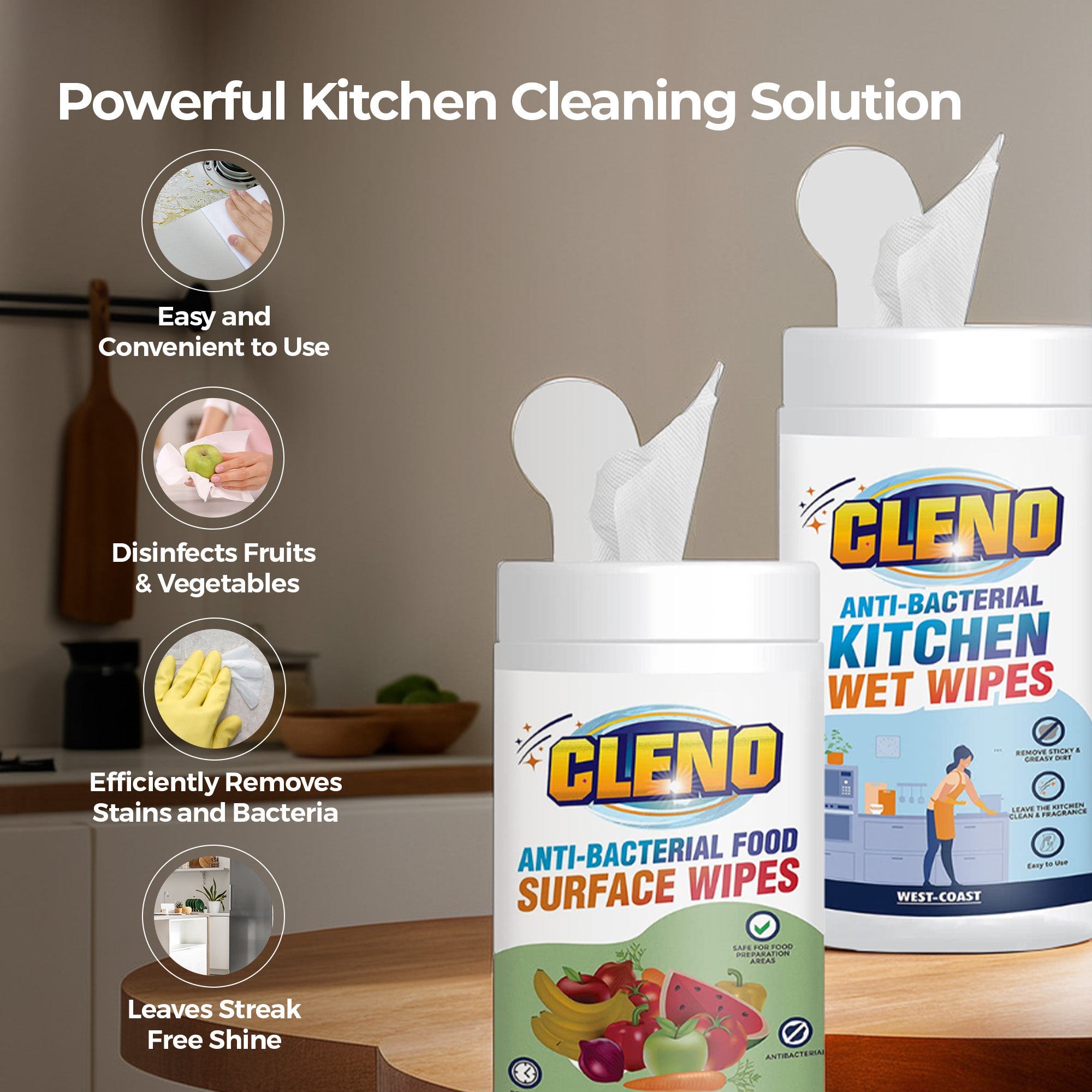 Cleno disinfectant wipes - safe for kids and families