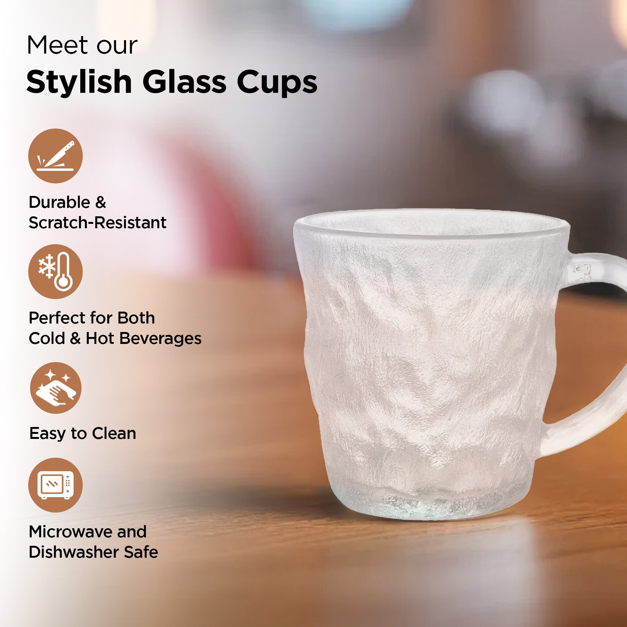 The Better Home Glass Tea Cups - Beautiful gifting option
