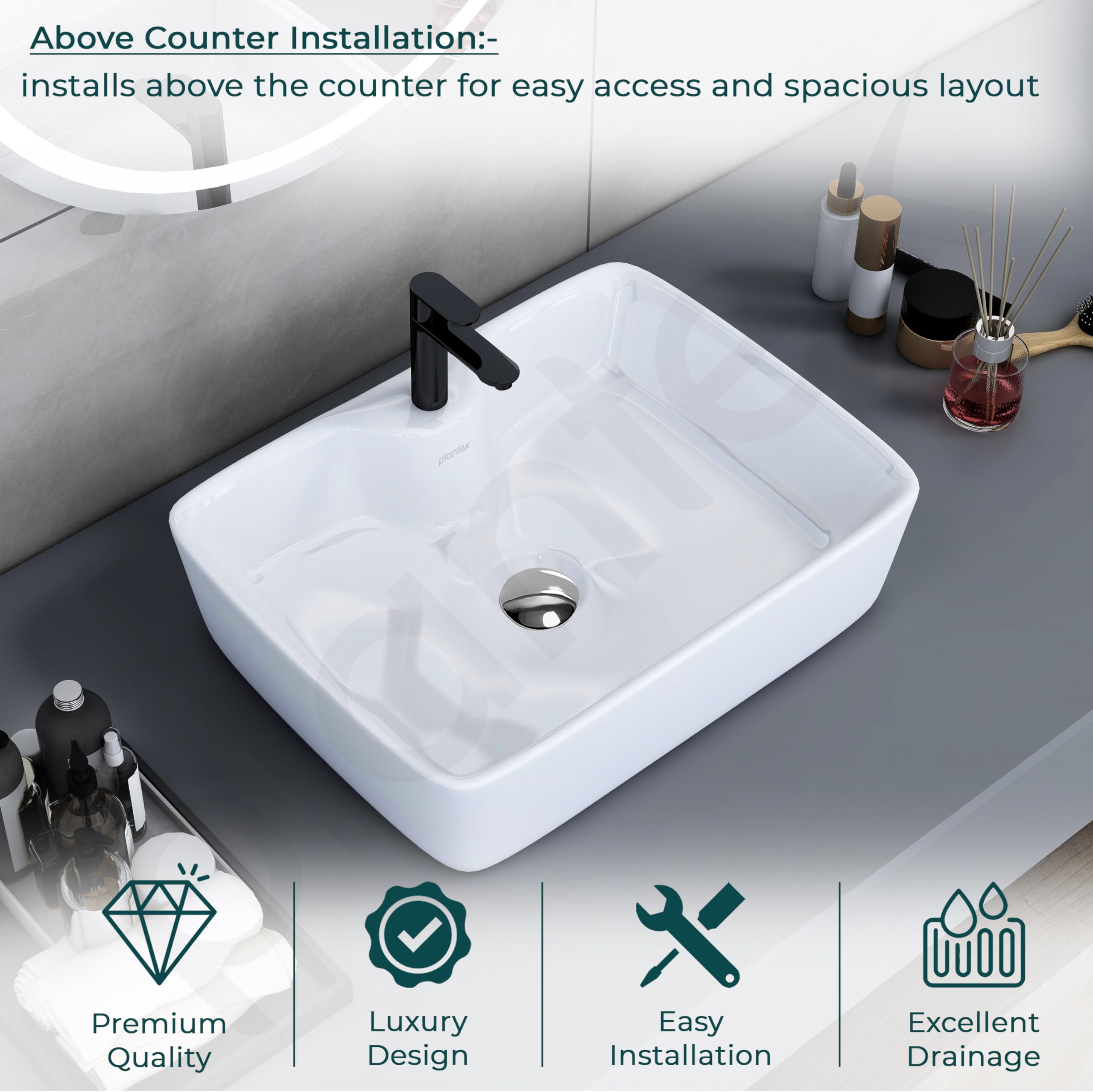 Plantex wash basin - durable ceramic material