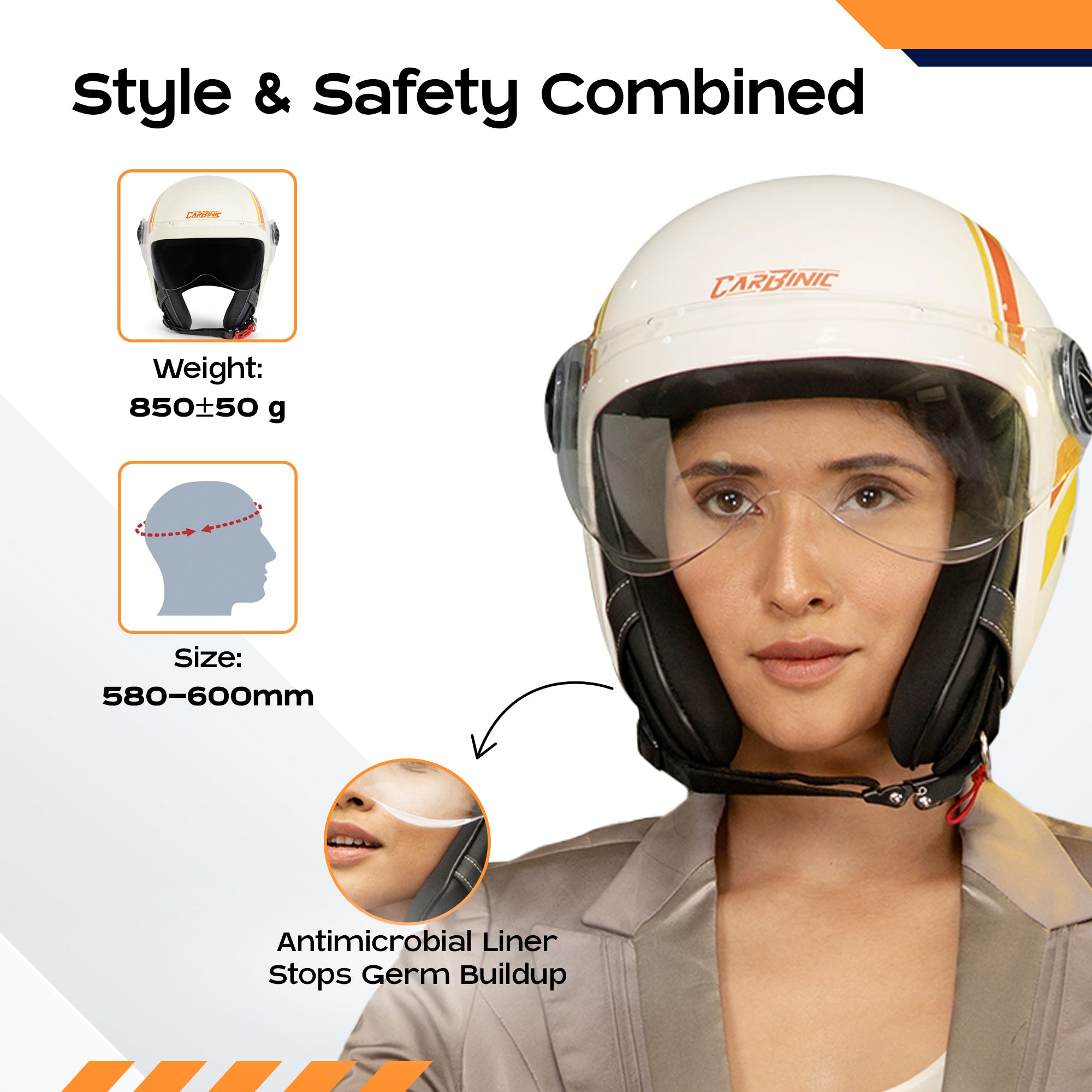 Carbinic helmet - Clear visor for ultimate visibility