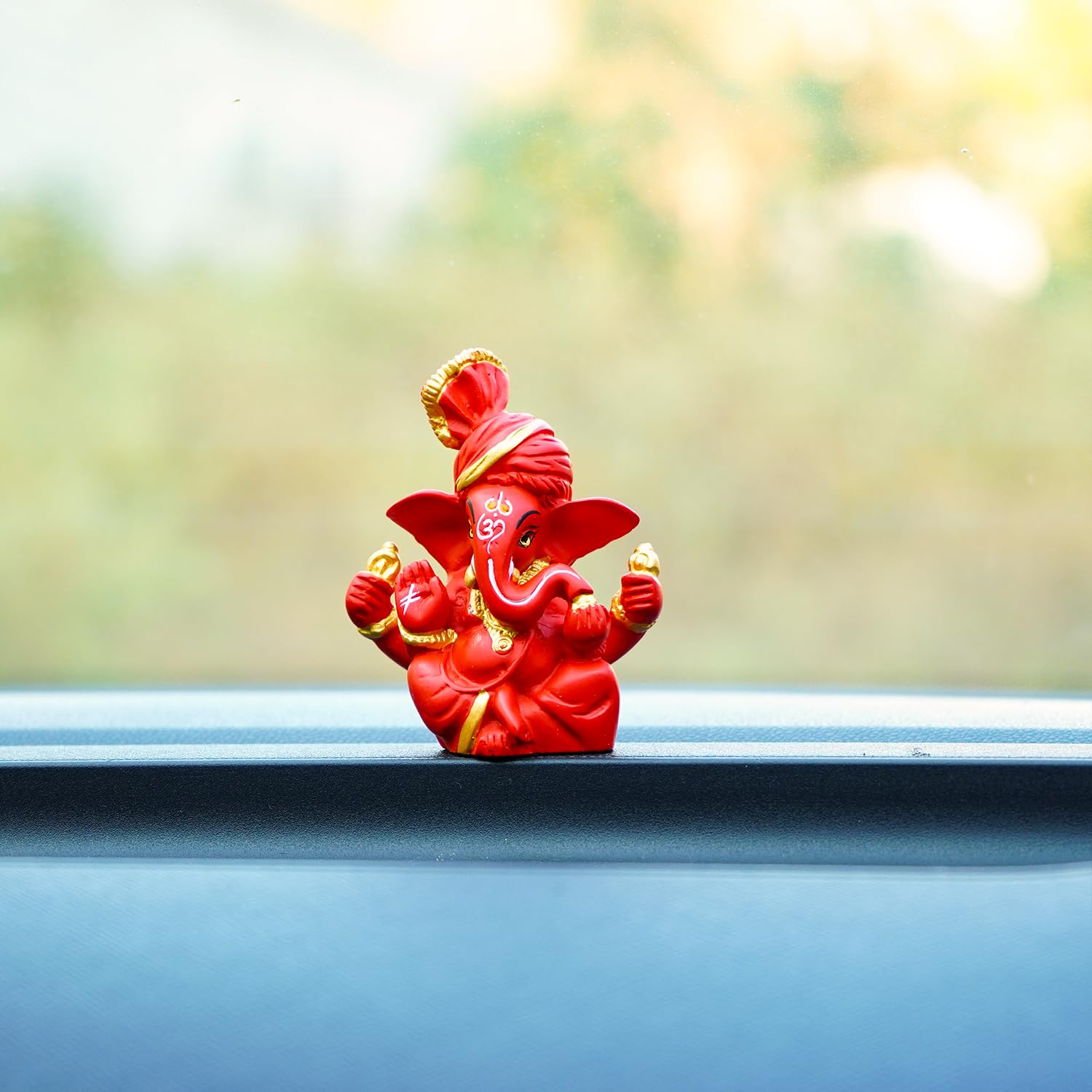 Ekhasa Ganesh Idol - Traditional red resin statue