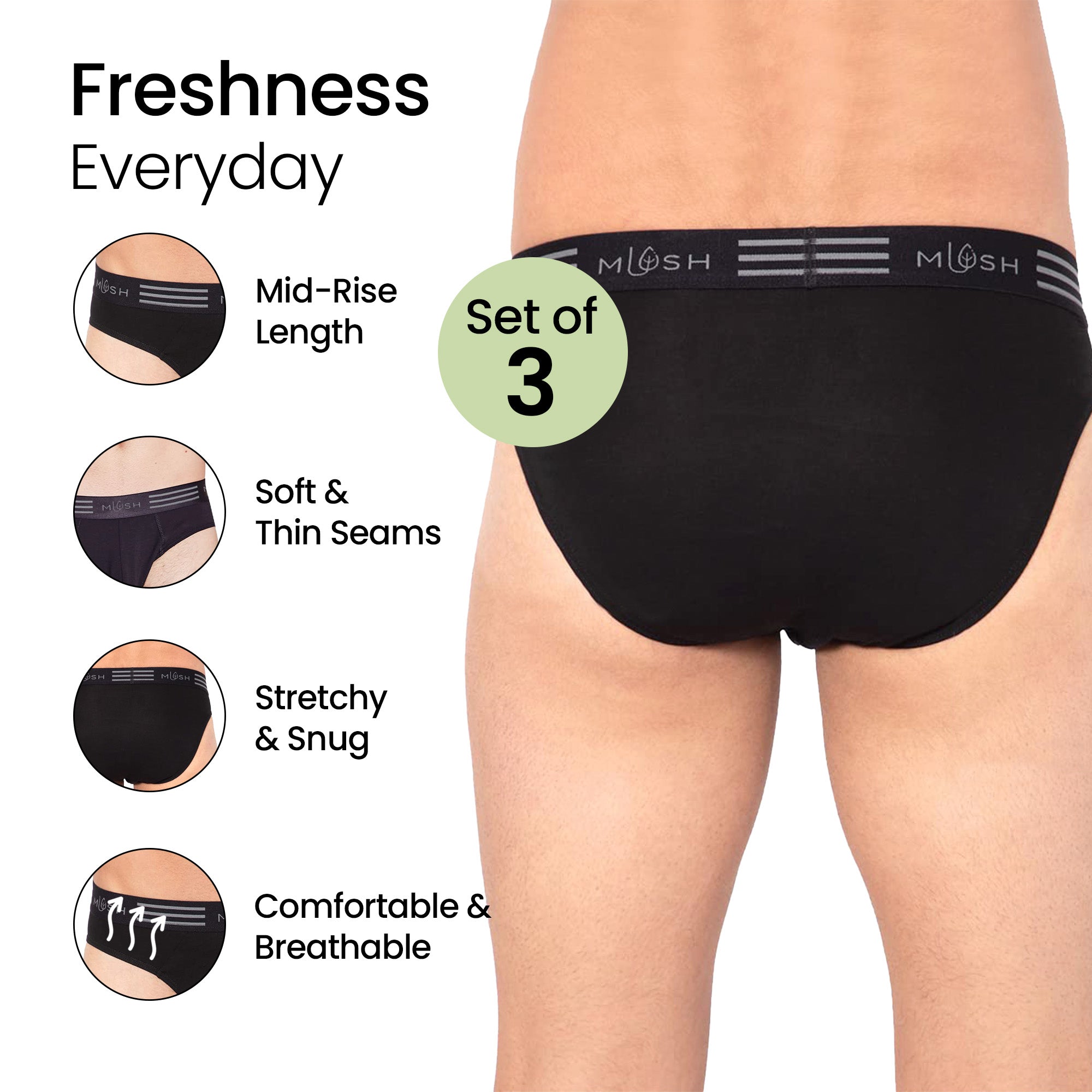 Mush underwear pack of 3 - Ideal for travel