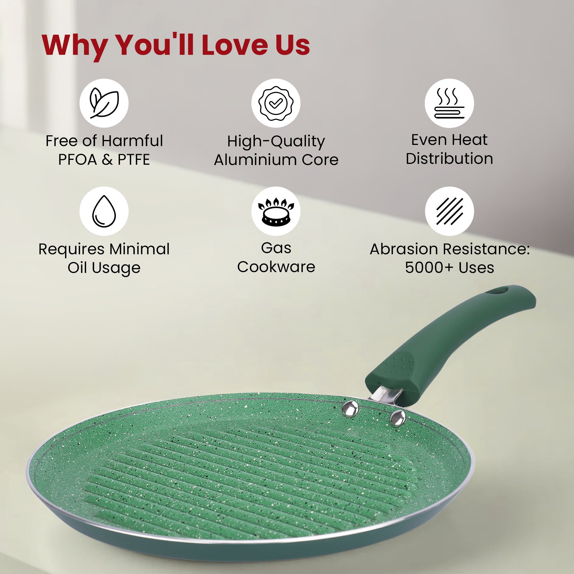 USHA SHRIRAM Non Stick Frying Grill Pan - Non-Toxic Cooking
