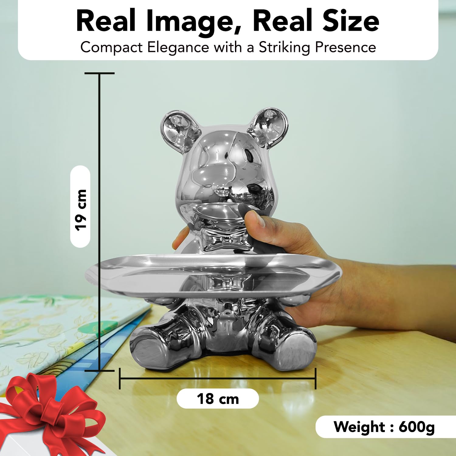 Ekhasa silver bear figurine - adorable home decor