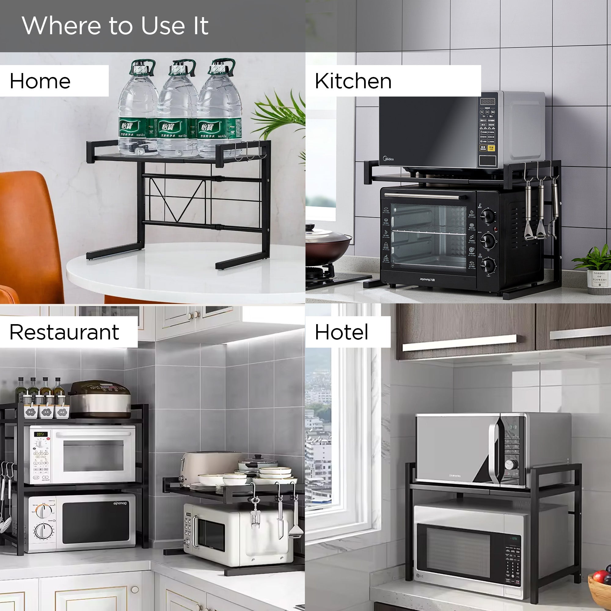 UMAI Microwave Shelf - Collapsible design for tight spaces