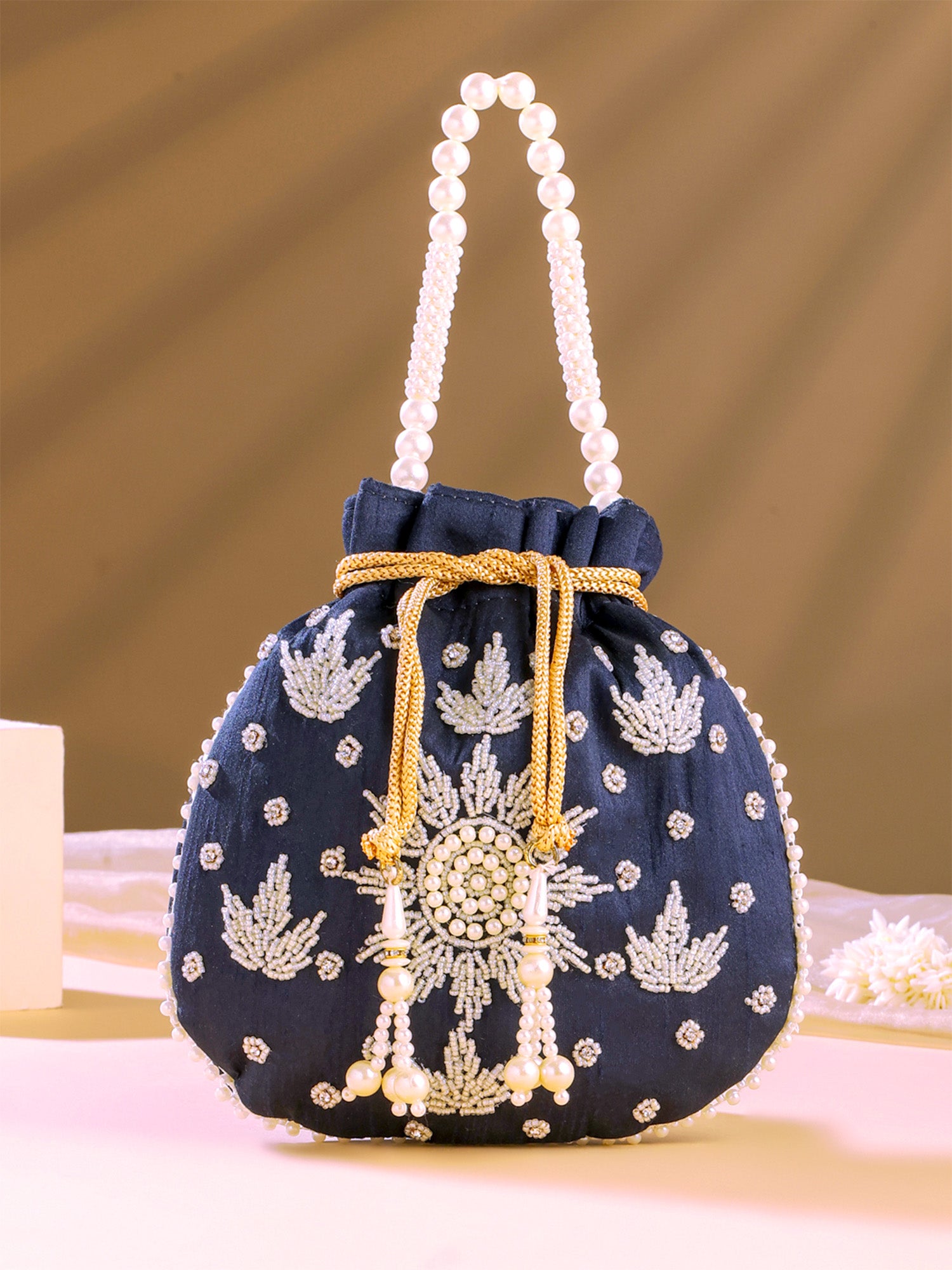 Yellow Chimes Potli Bag - Elegant Hand Embroidery