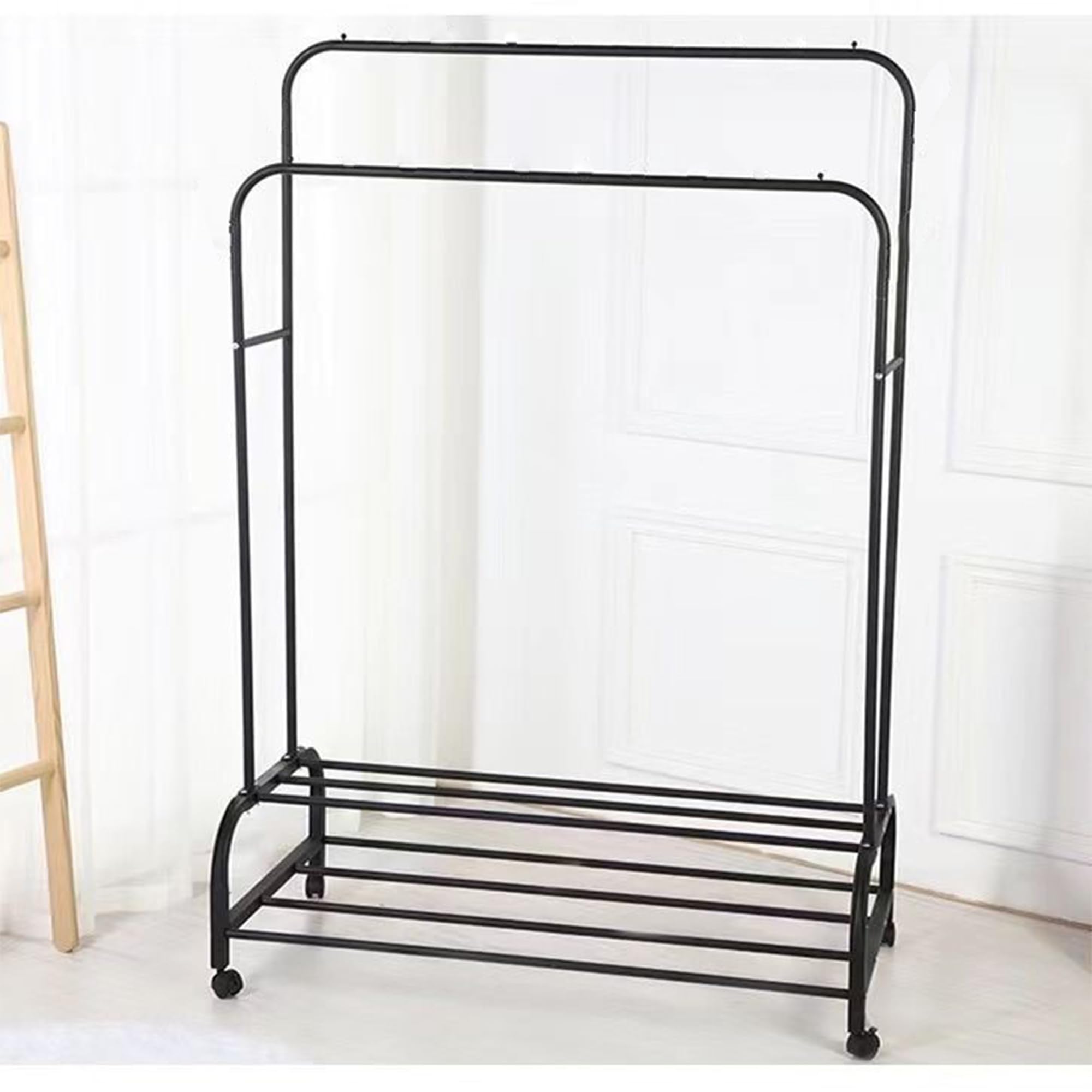 Kuber Industries Double Rod Adjustable Clothing Rack - Bedroom Use
