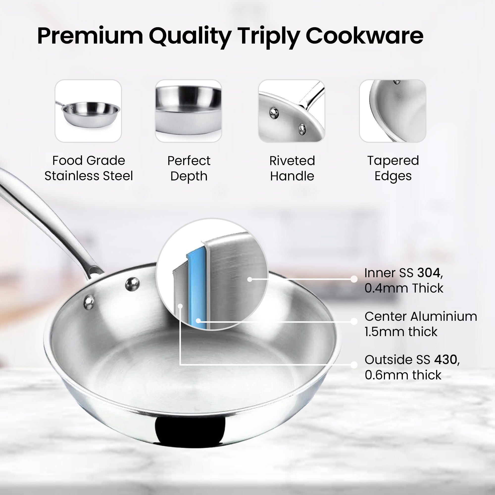 SAVYA HOME frying pan - easy cleaning