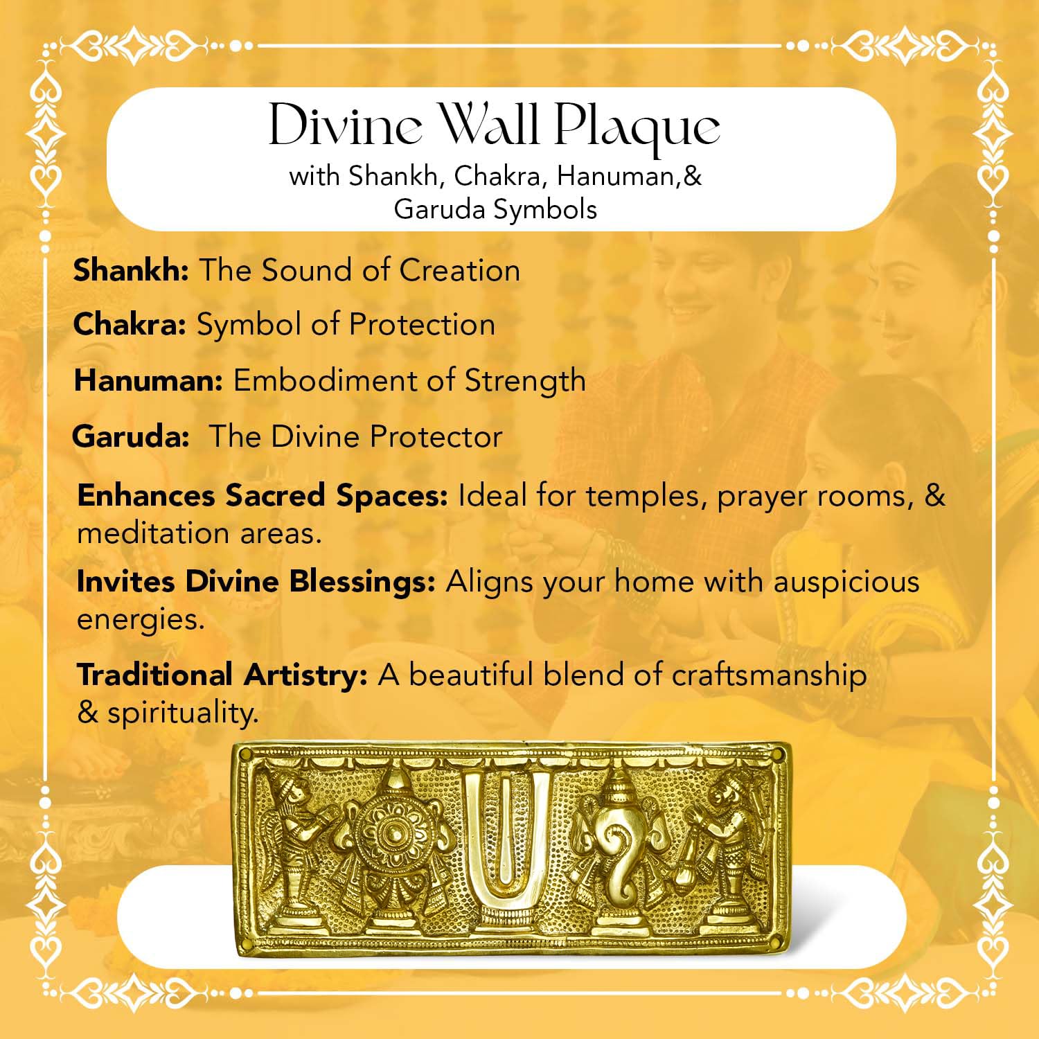 Ekhasa Brass Shankh Chakra Tilak - Spiritual home accent