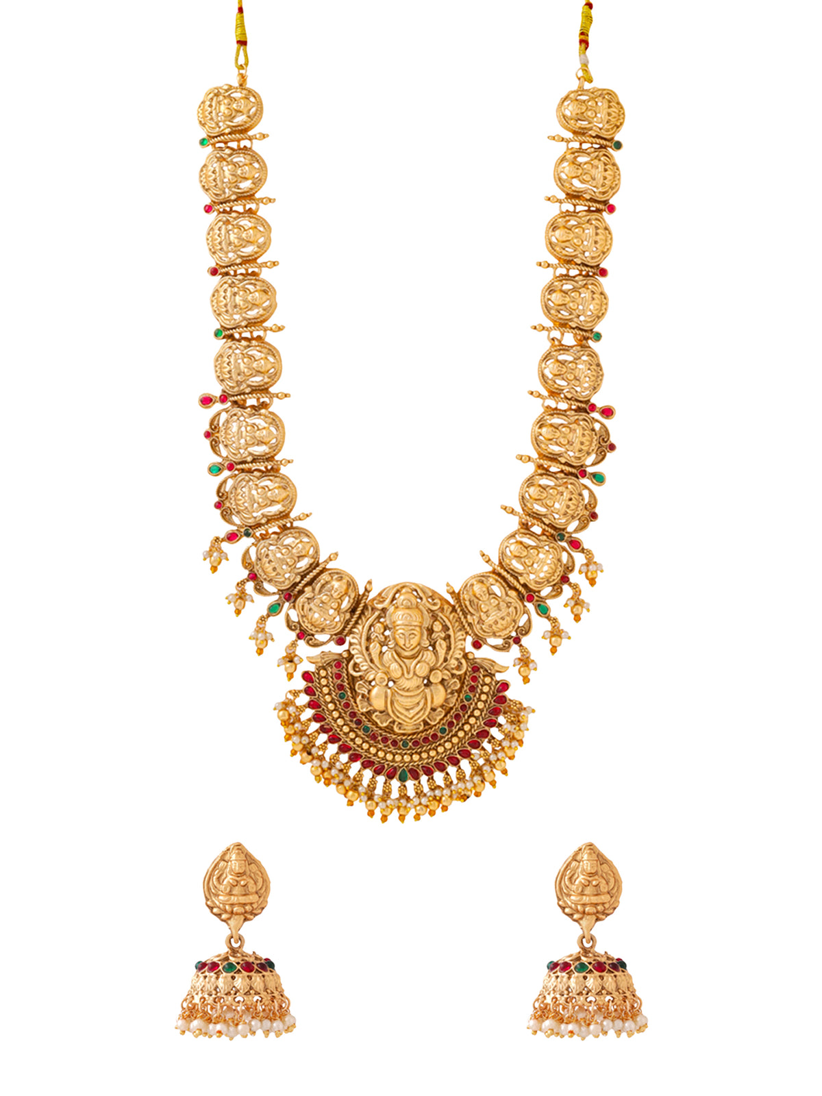 Yellow Chimes gold-long necklace - festive celebration accessory