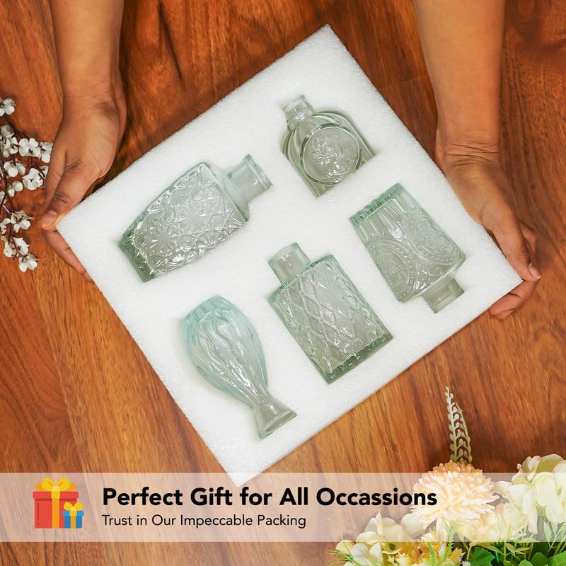 Ekhasa white glass bud vases - home decoration