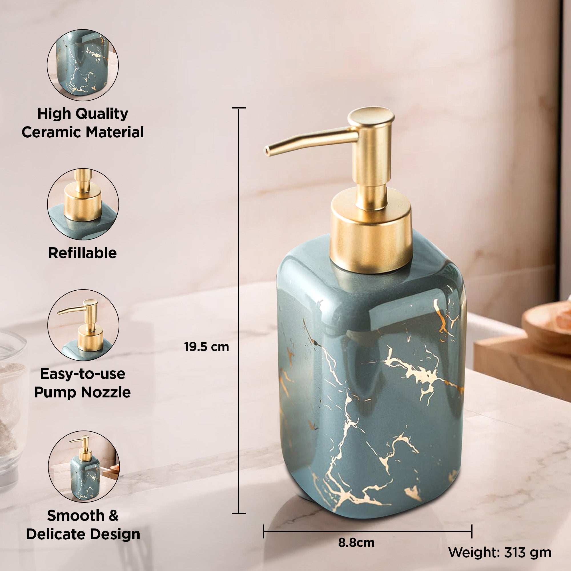 UMAI grey soap dispenser set - perfect gift