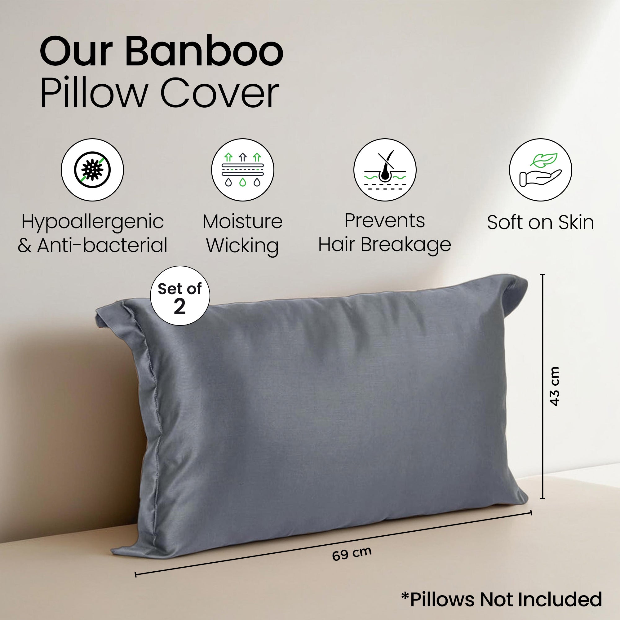 Mush Bamboo Pillow Cover - Set of 2 for ultimate comfort