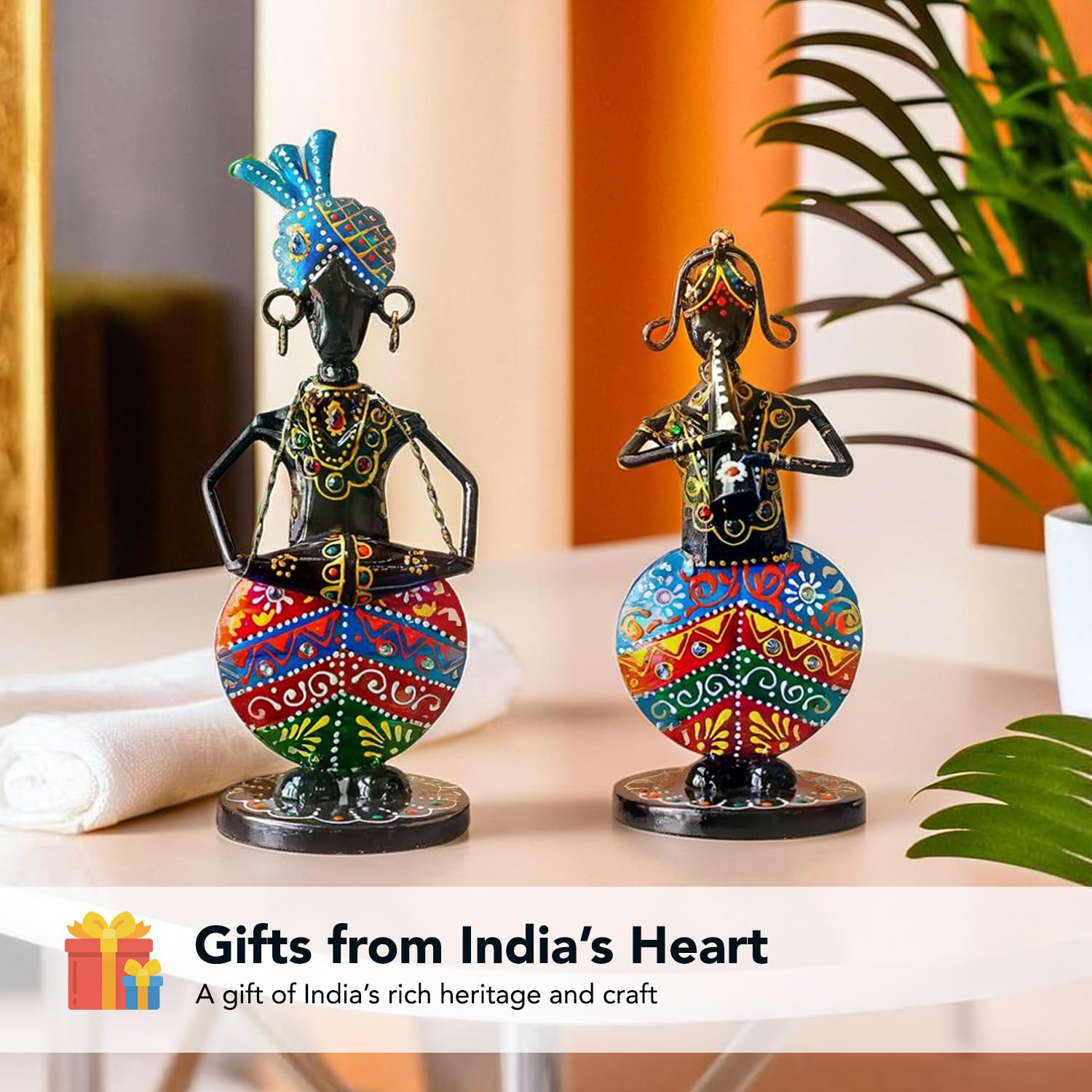 Ekhasa Black Rajasthani Musicians Figurines - Home Decor