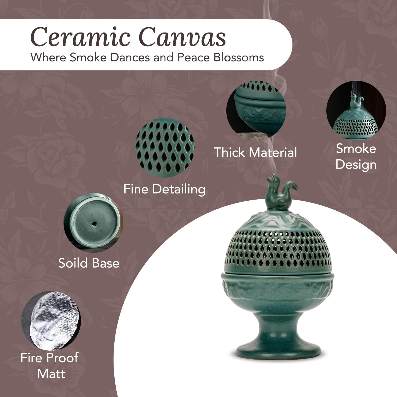 Ekhasa Ceramic Incense Holder - Decorative centerpiece for living room