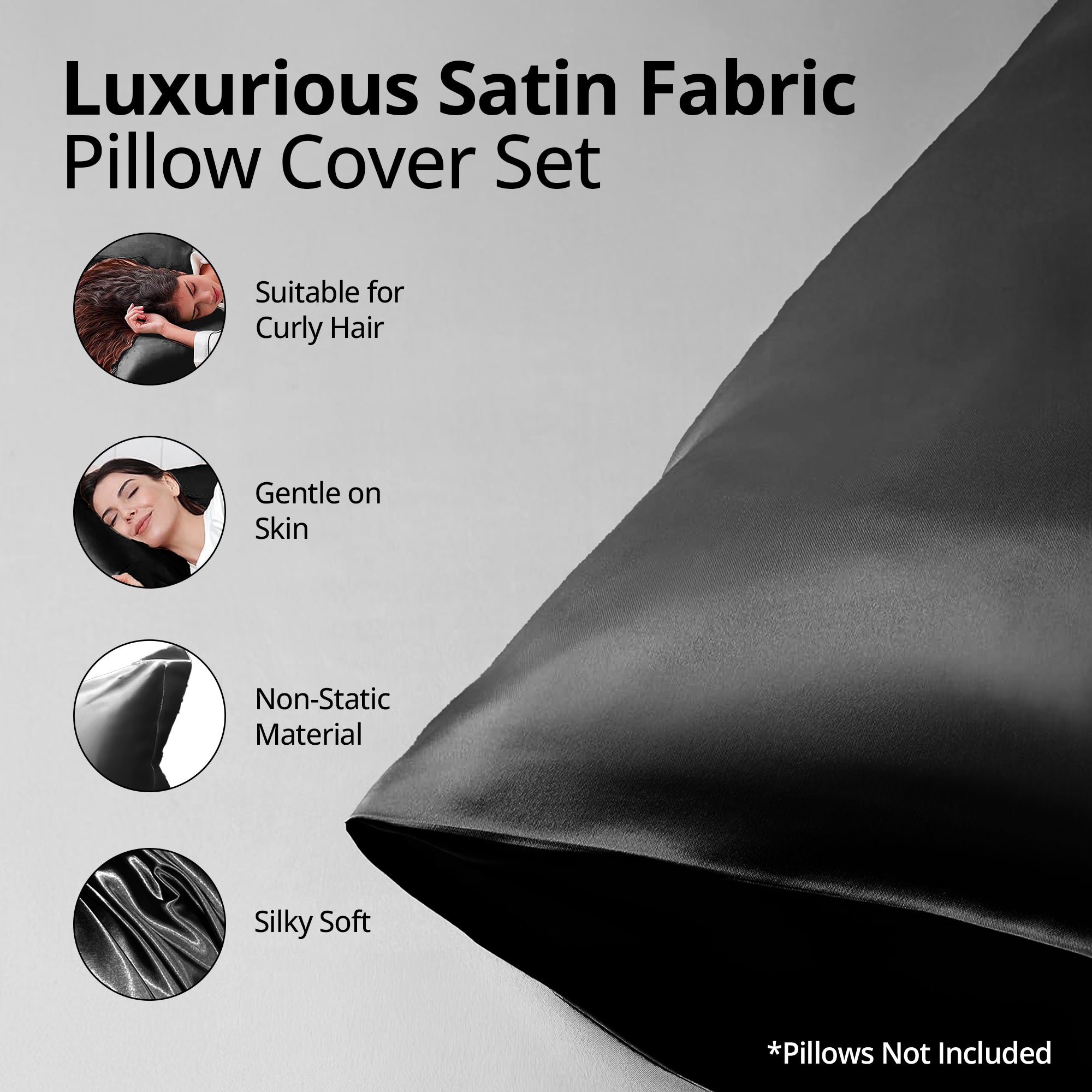 BePlush standard size satin pillow covers - comfortable bedding