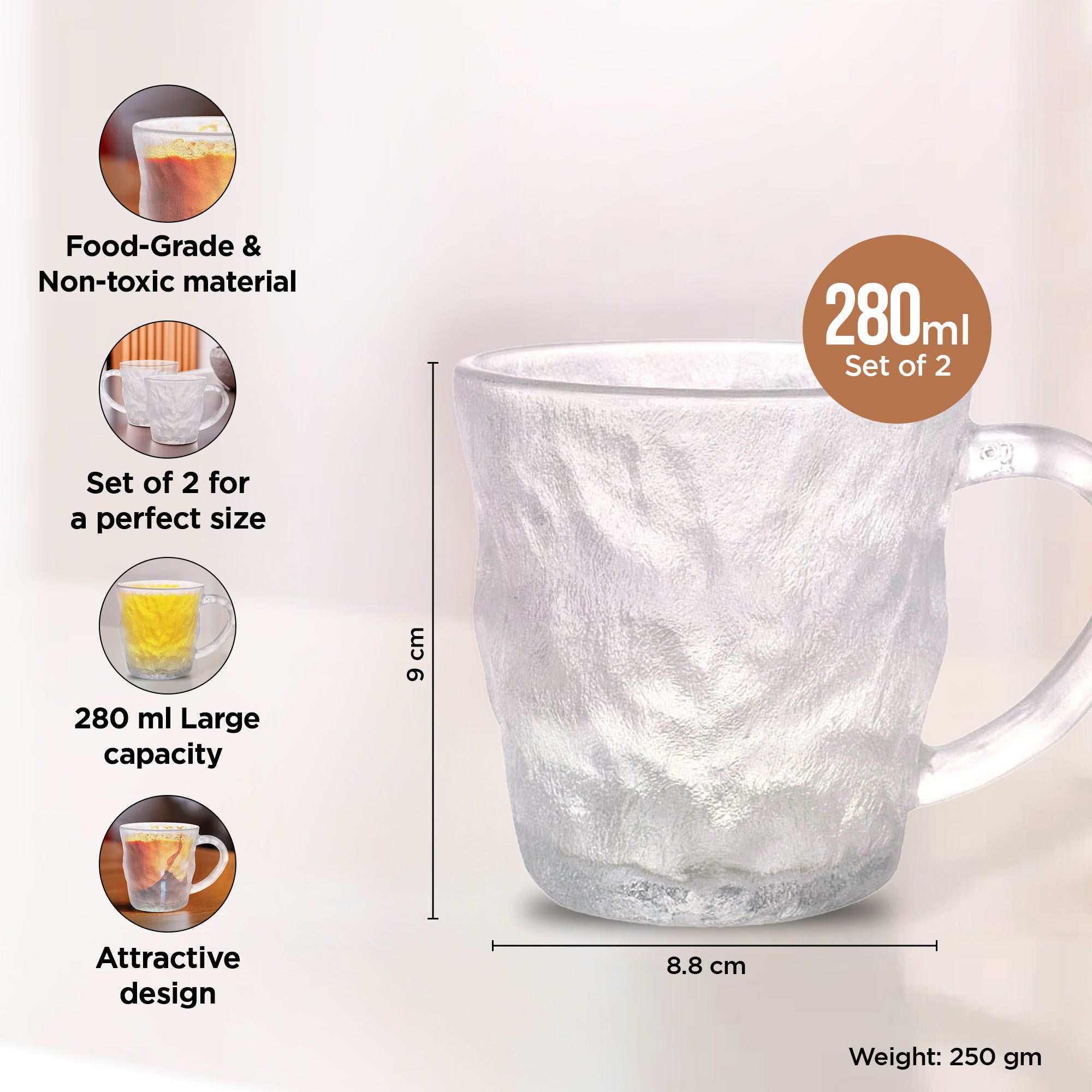 The Better Home Glass Tea Cups - Stylish kitchen addition
