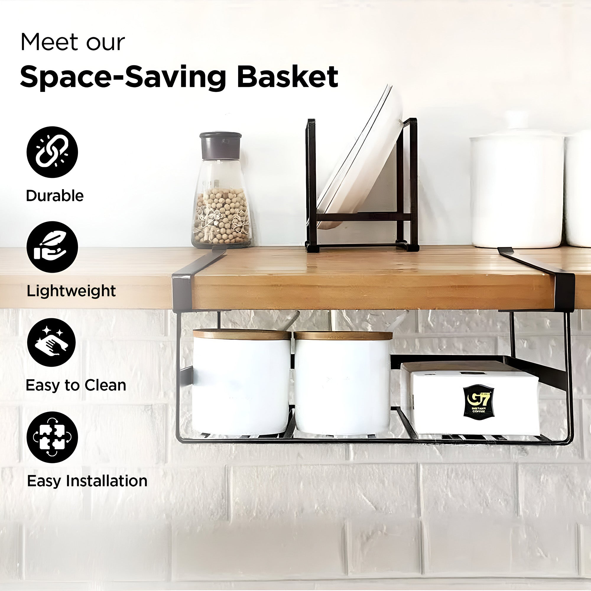 UMAI shelf basket - metal storage rack
