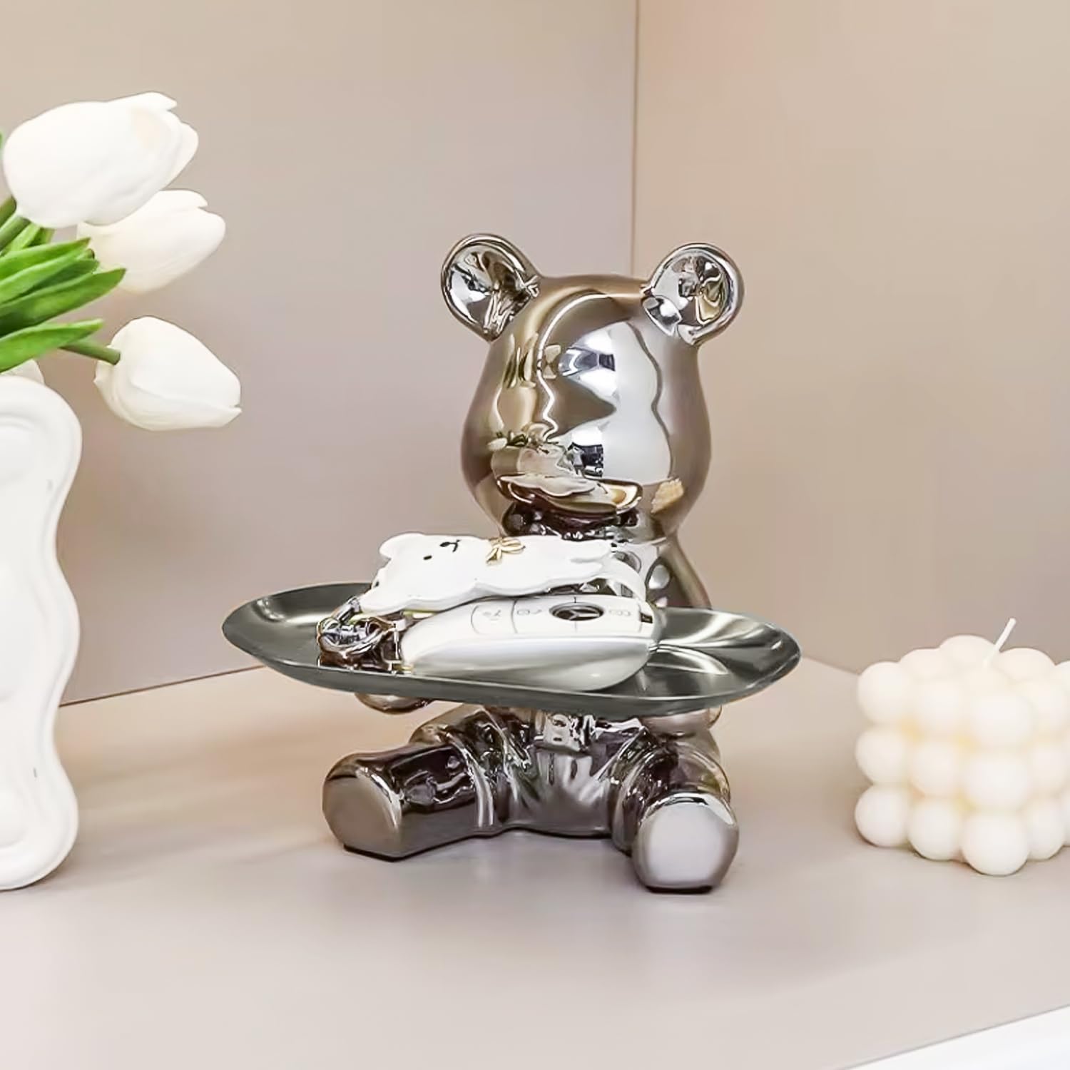 Ekhasa ceramic bear showpiece - functional accessory holder