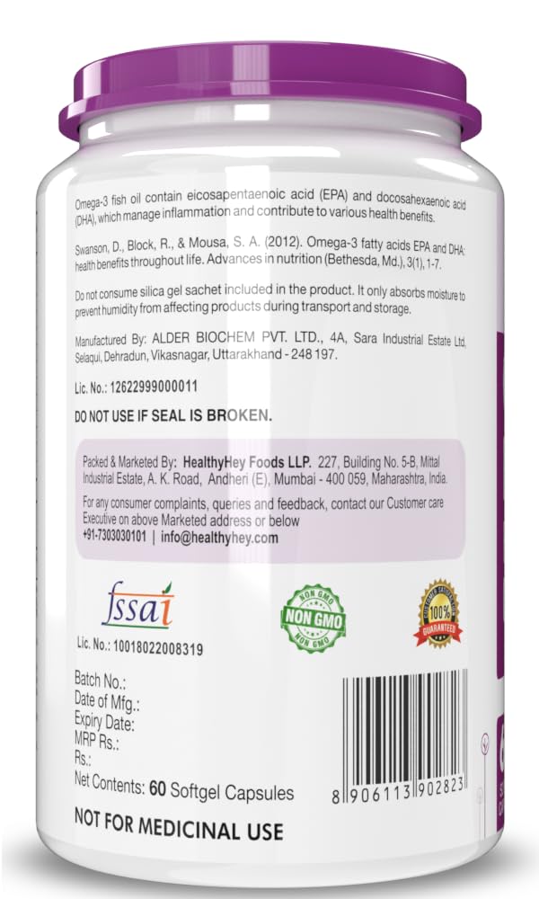 Healthyhey Fish Oil Softgels - Burpless and easy to swallow