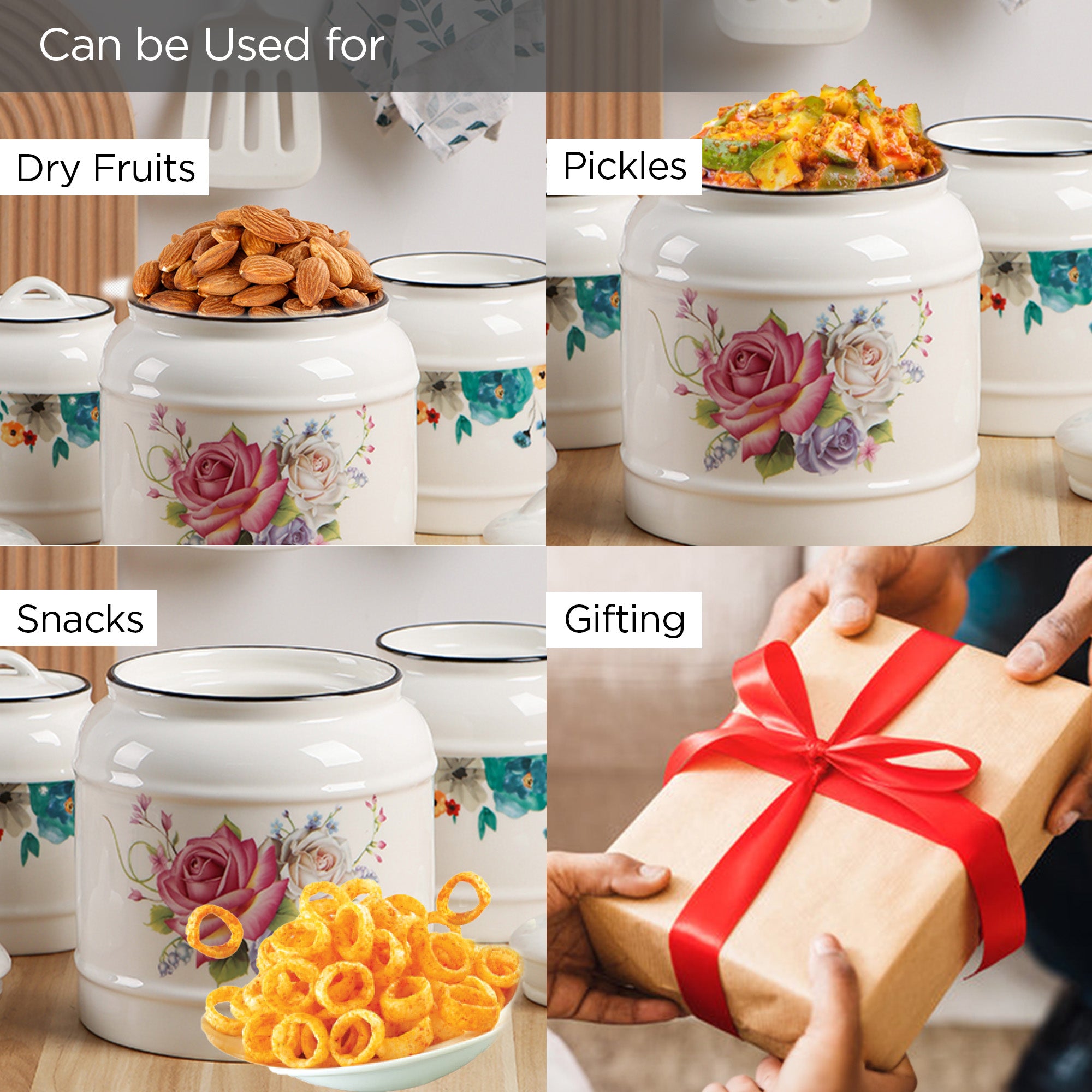 UMAI Ceramic Jar for Kitchen Storage with Lid Airtight Ceramic