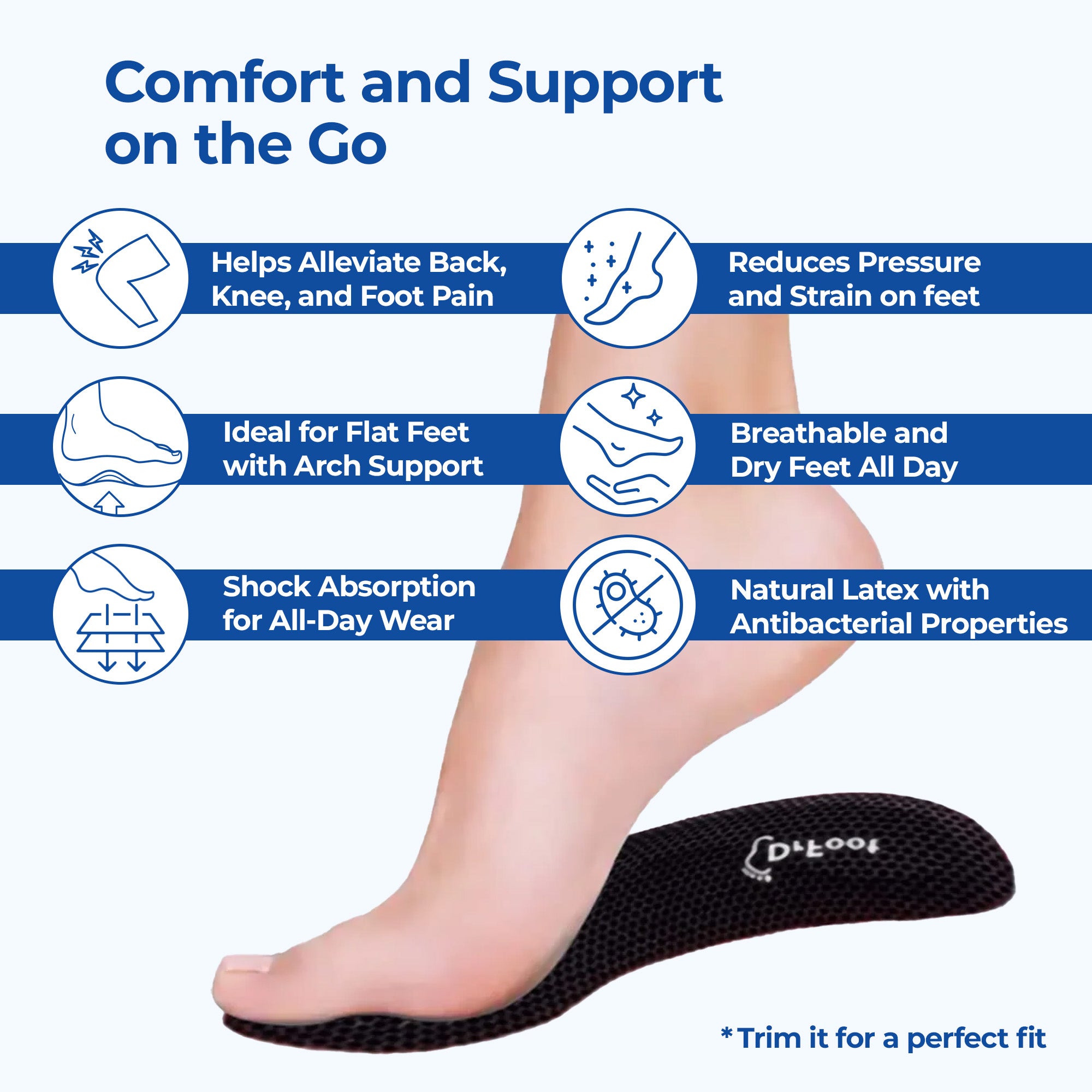 Dr Foot Gel Insoles - Pain Relief for Flat Feet