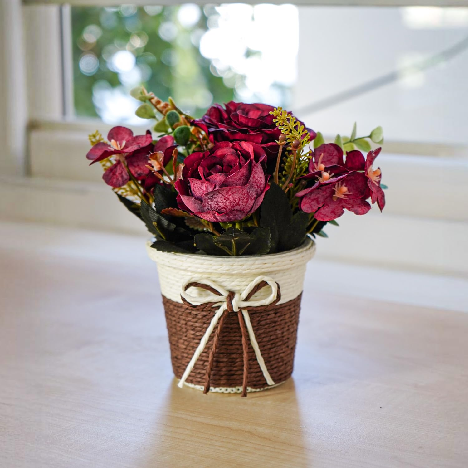 Ekhasa designer pot with artificial flowers - festive decoration