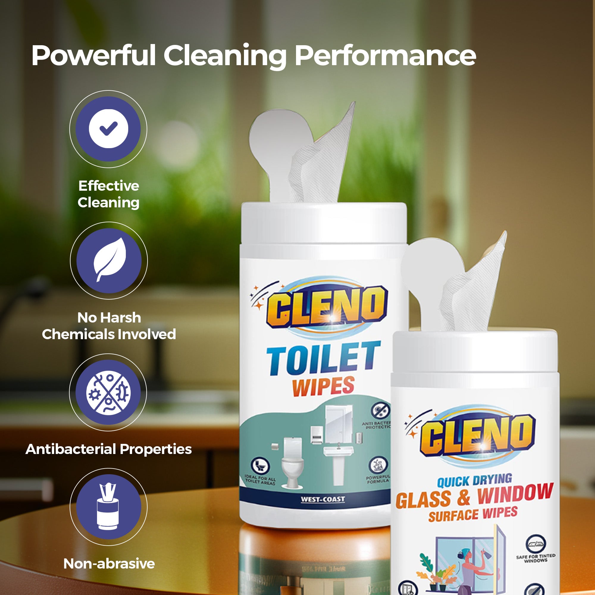 Cleno disinfectant wipes - all-purpose household cleaner
