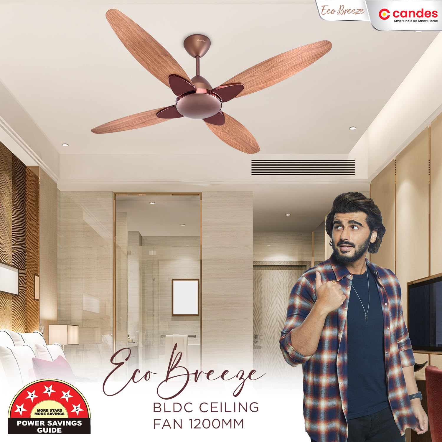 Candes EcoBreeze Ceiling Fan - Elegant rustic brown design