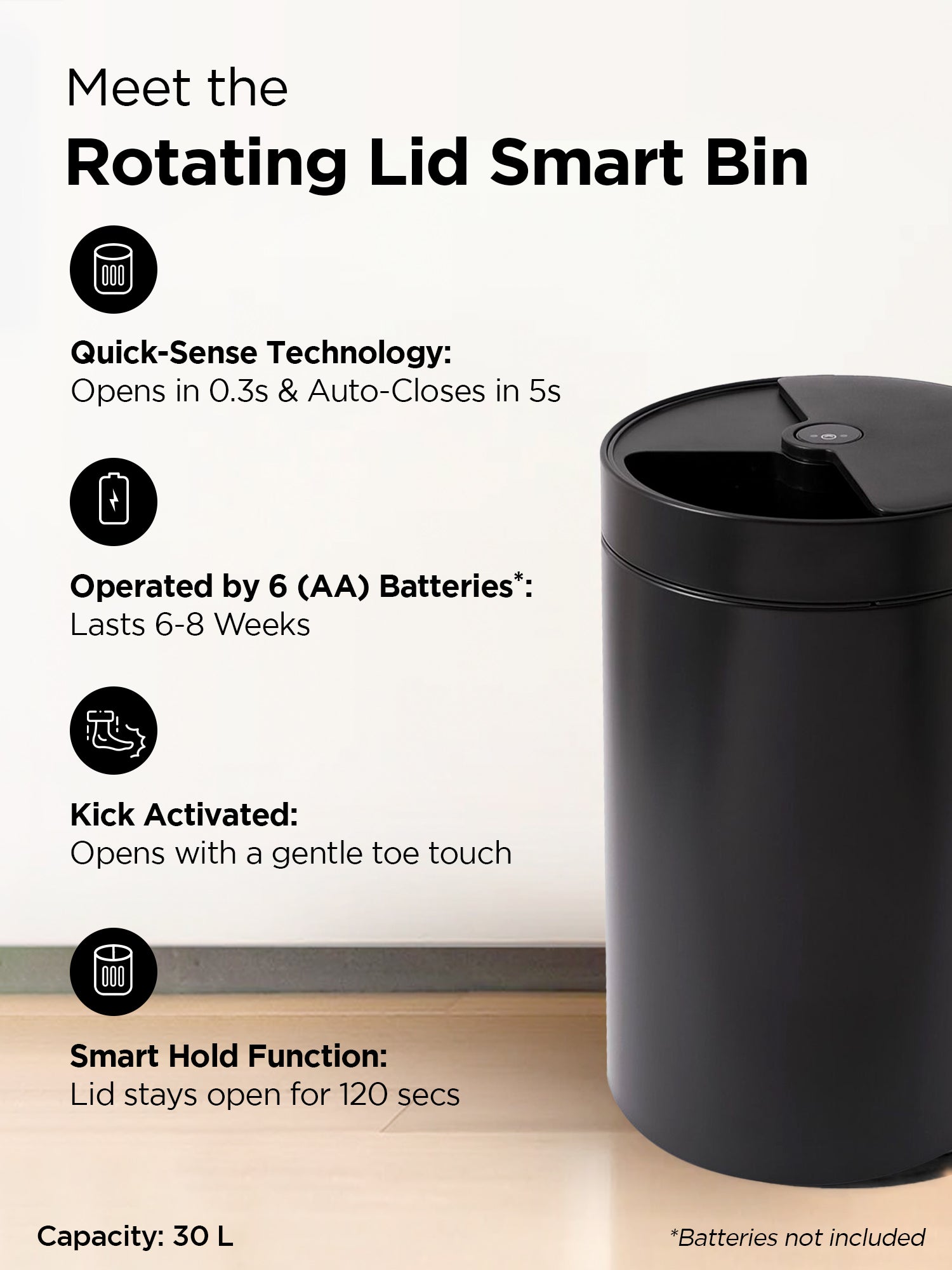 UMAI dustbin with rotating lid - perfect for home and living spaces