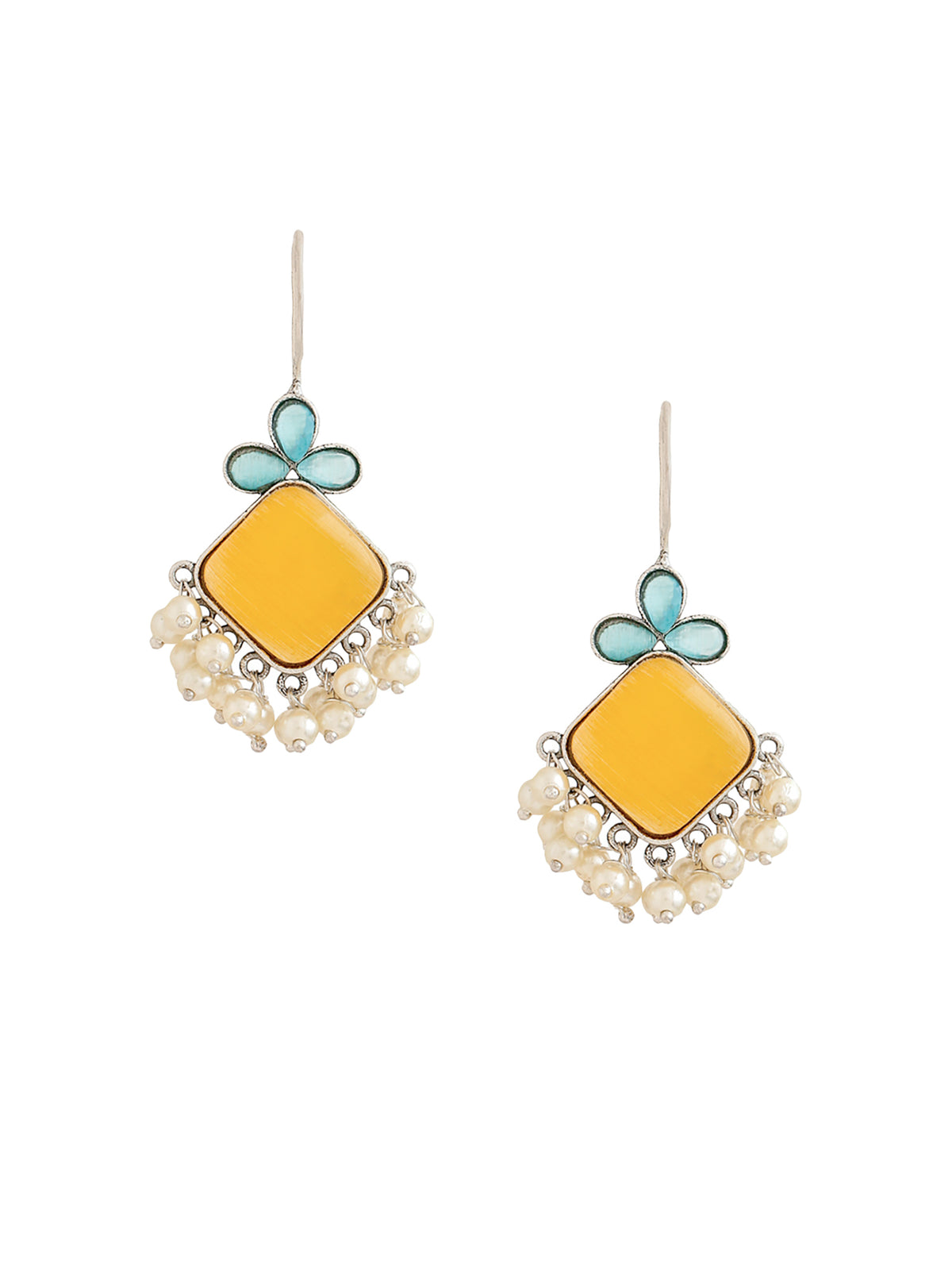 Yellow Chimes Silver Oxidised Earrings - Elegant Addition to Jewelry Collection