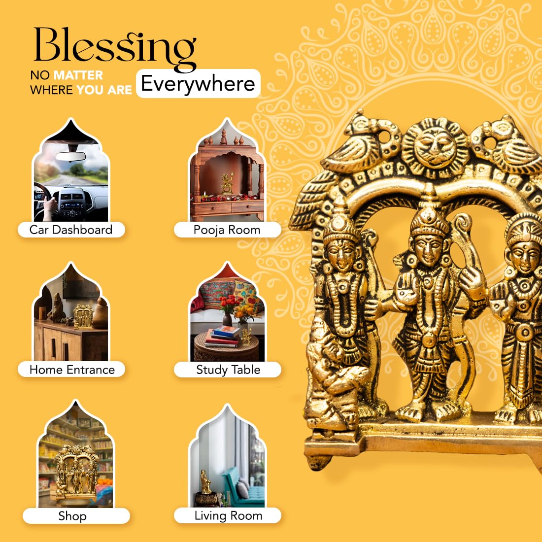 Ekhasa Brass Ram Darbar Idol - Puja room decoration