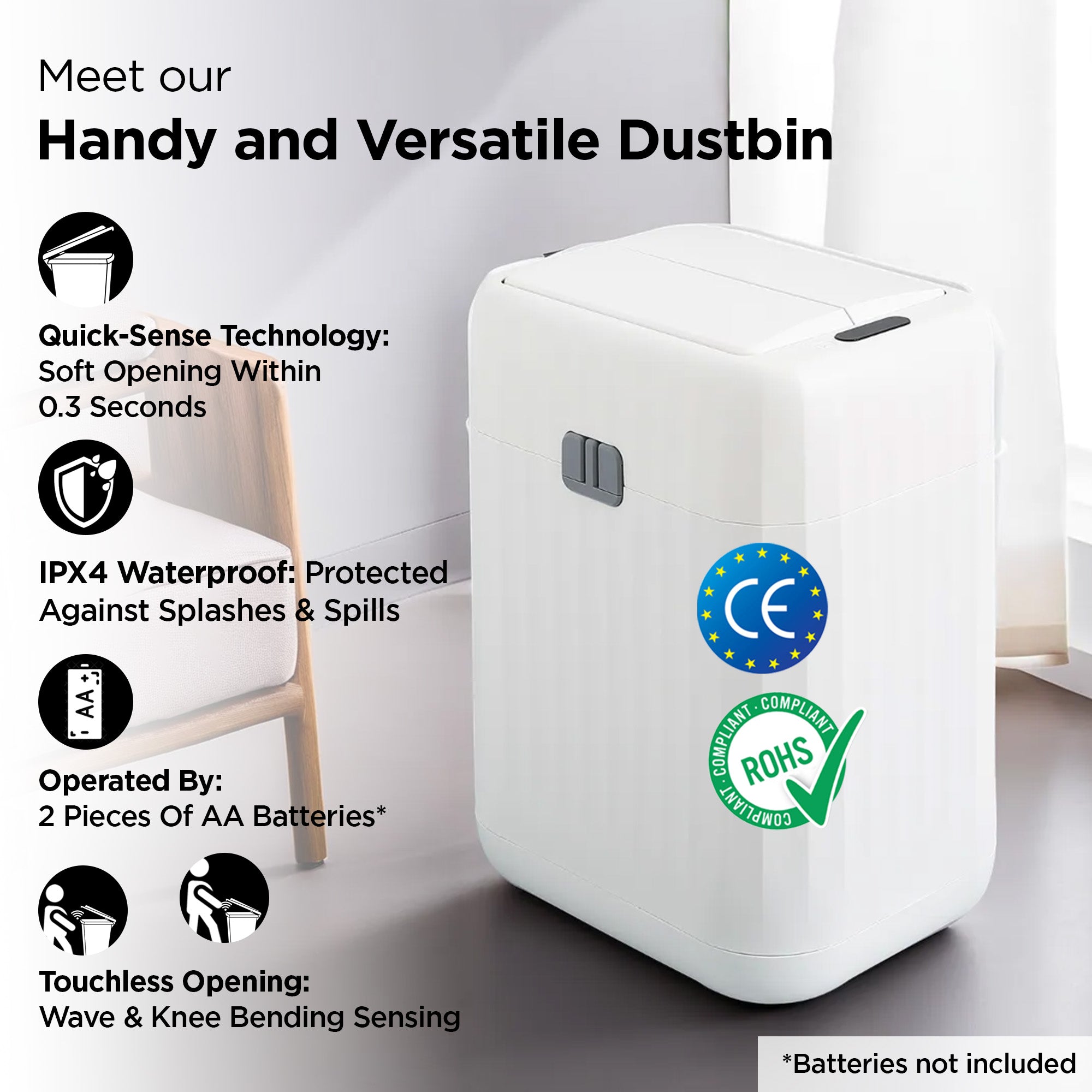 UMAI automatic dustbin - Elegant living room accessory