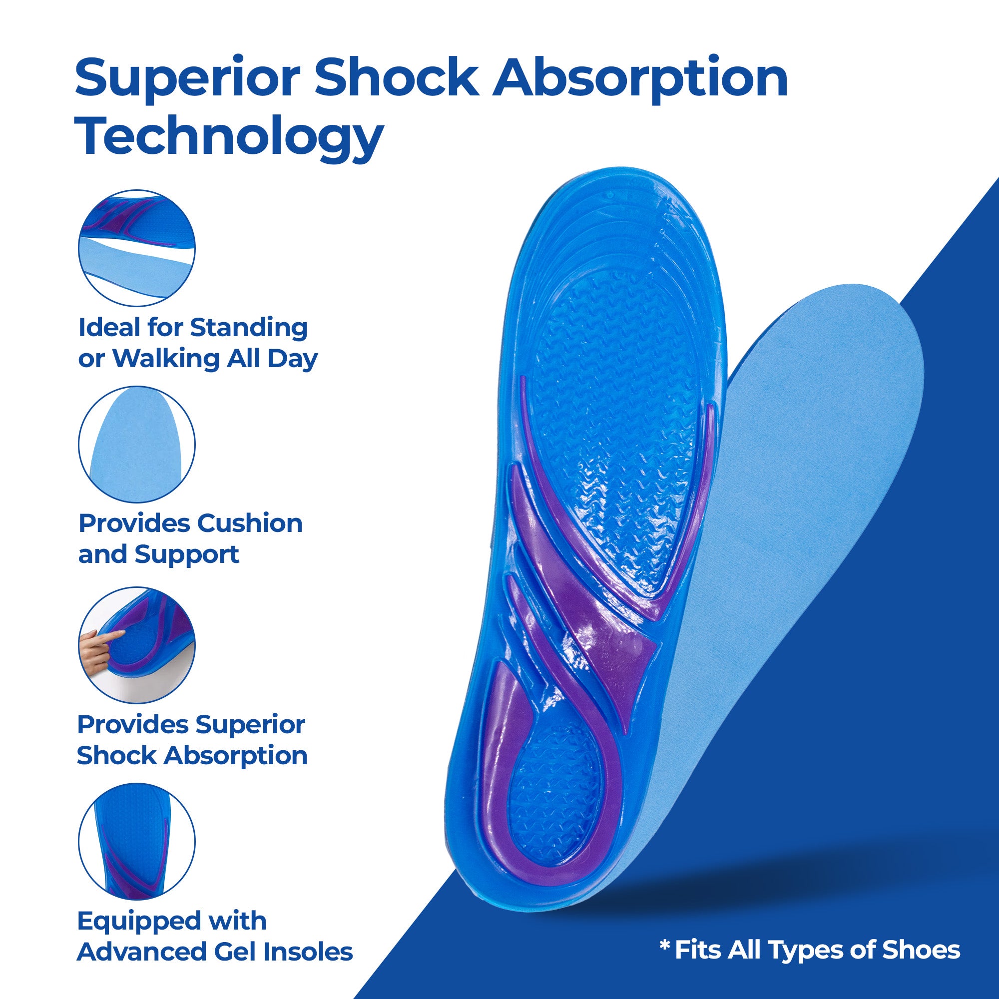 Dr Foot massaging insoles - cushioned comfort for all-day use