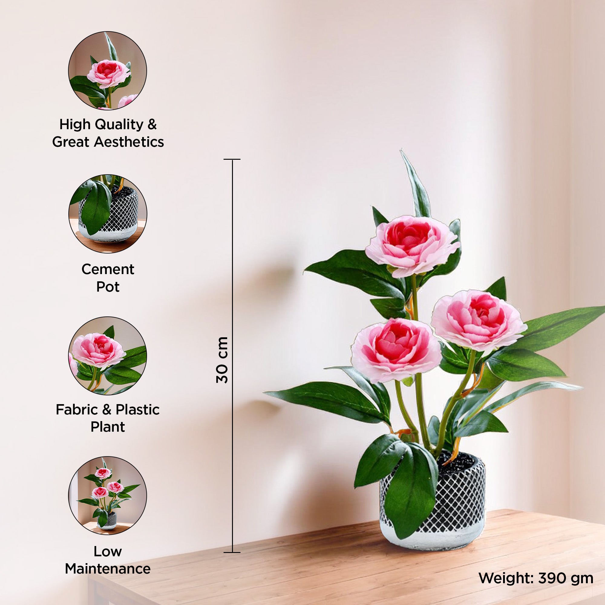 UMAI pink rose - elegant bedroom adornment