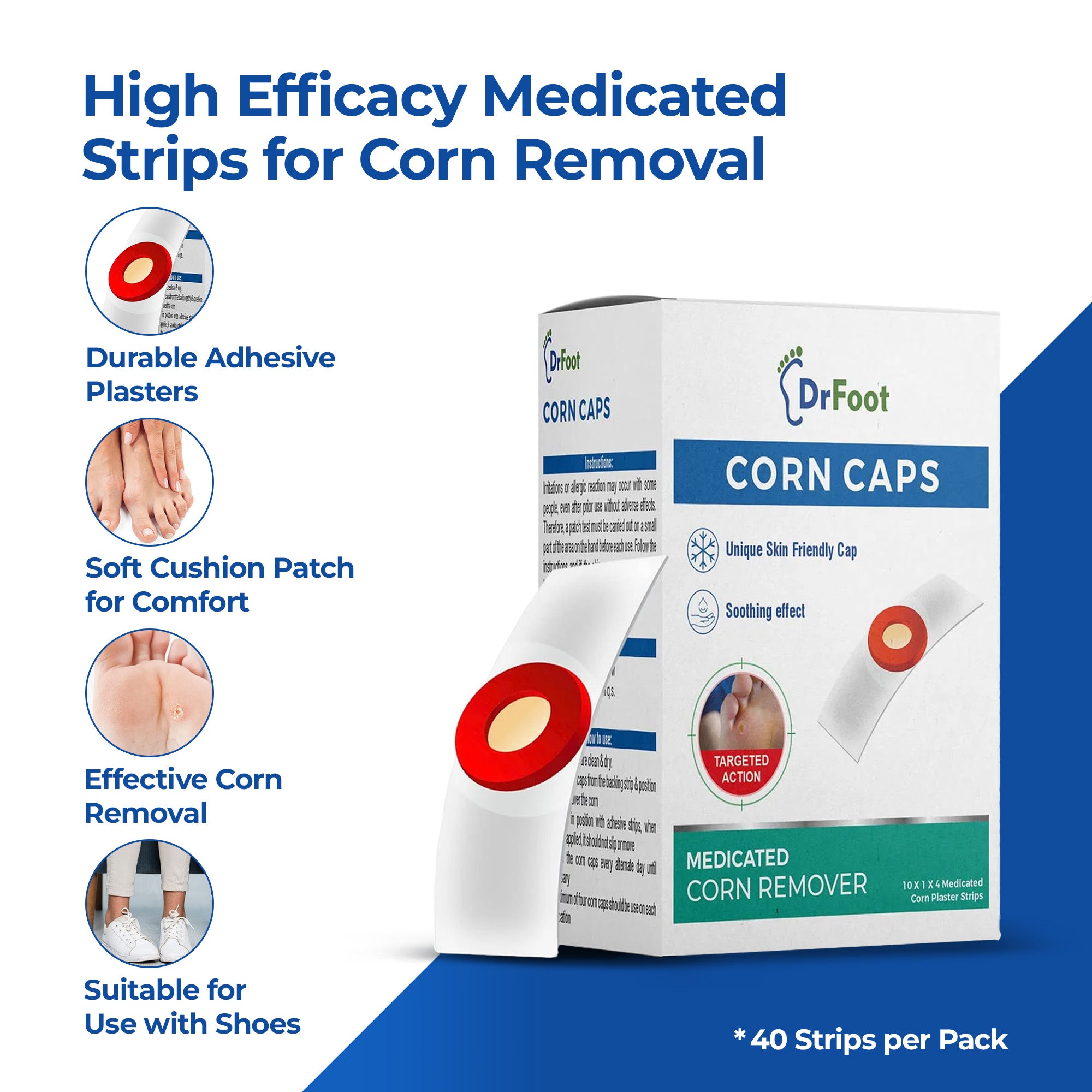 Dr Foot corn caps - waterproof adhesive corn pads