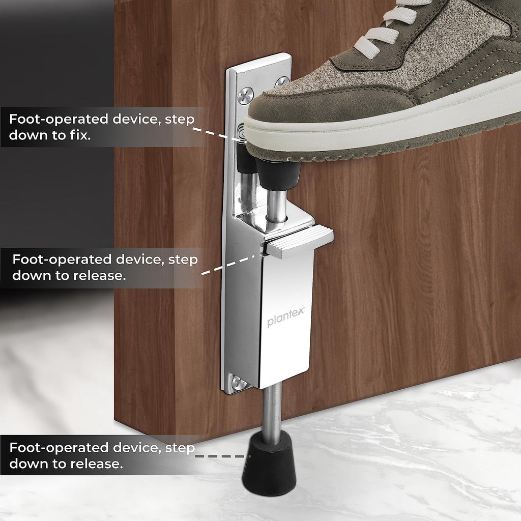 Spring Load Stopper Plantex Kick Down Door Stopper Spring Loaded Telescopic Step On/Off ...