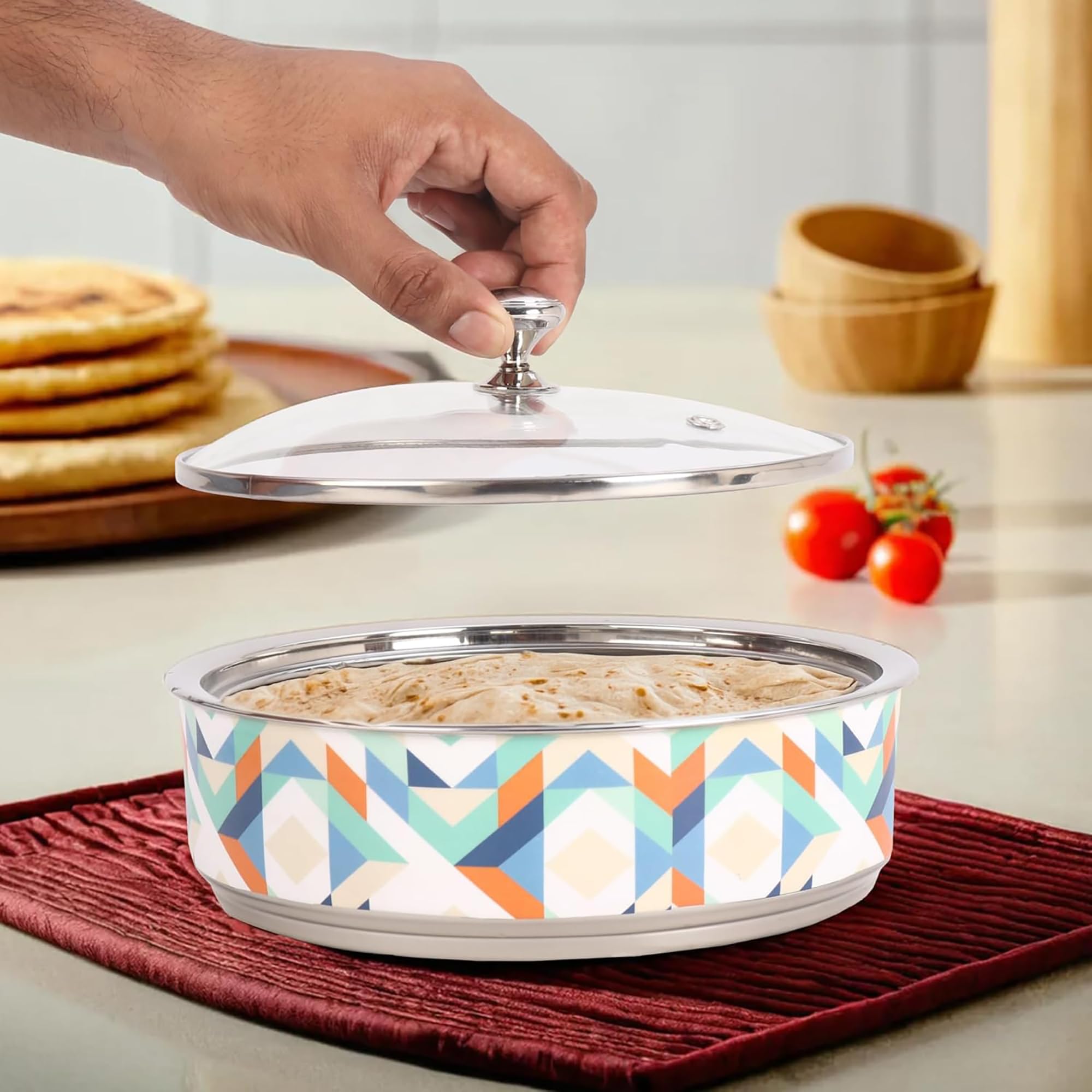 Kuber Industries Pack of 3 Stainless Steel 1.5L Insulated Roti Box wit ...