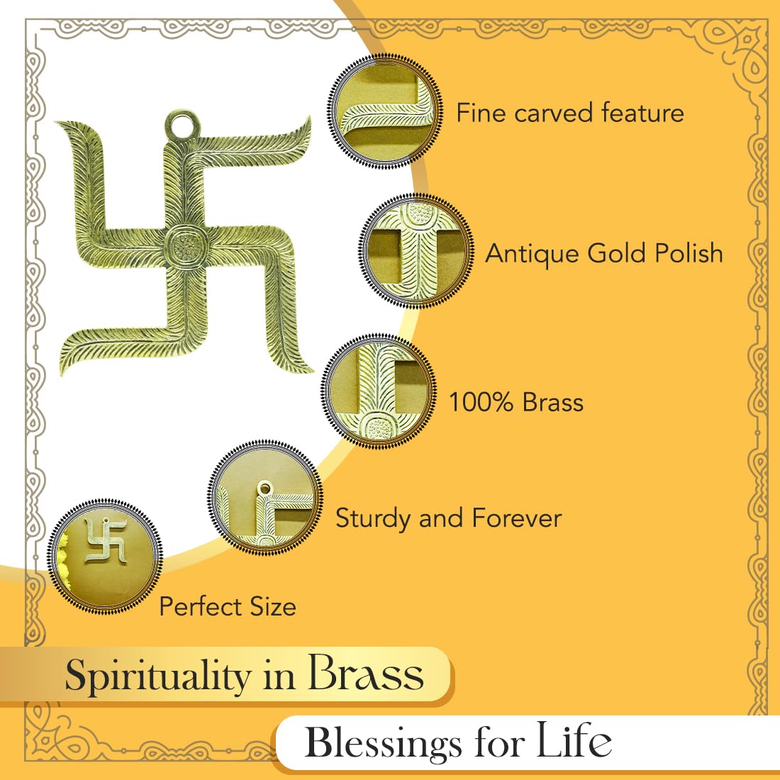 Ekhasa Brass Swastik - Traditional Door Decoration for Harmony