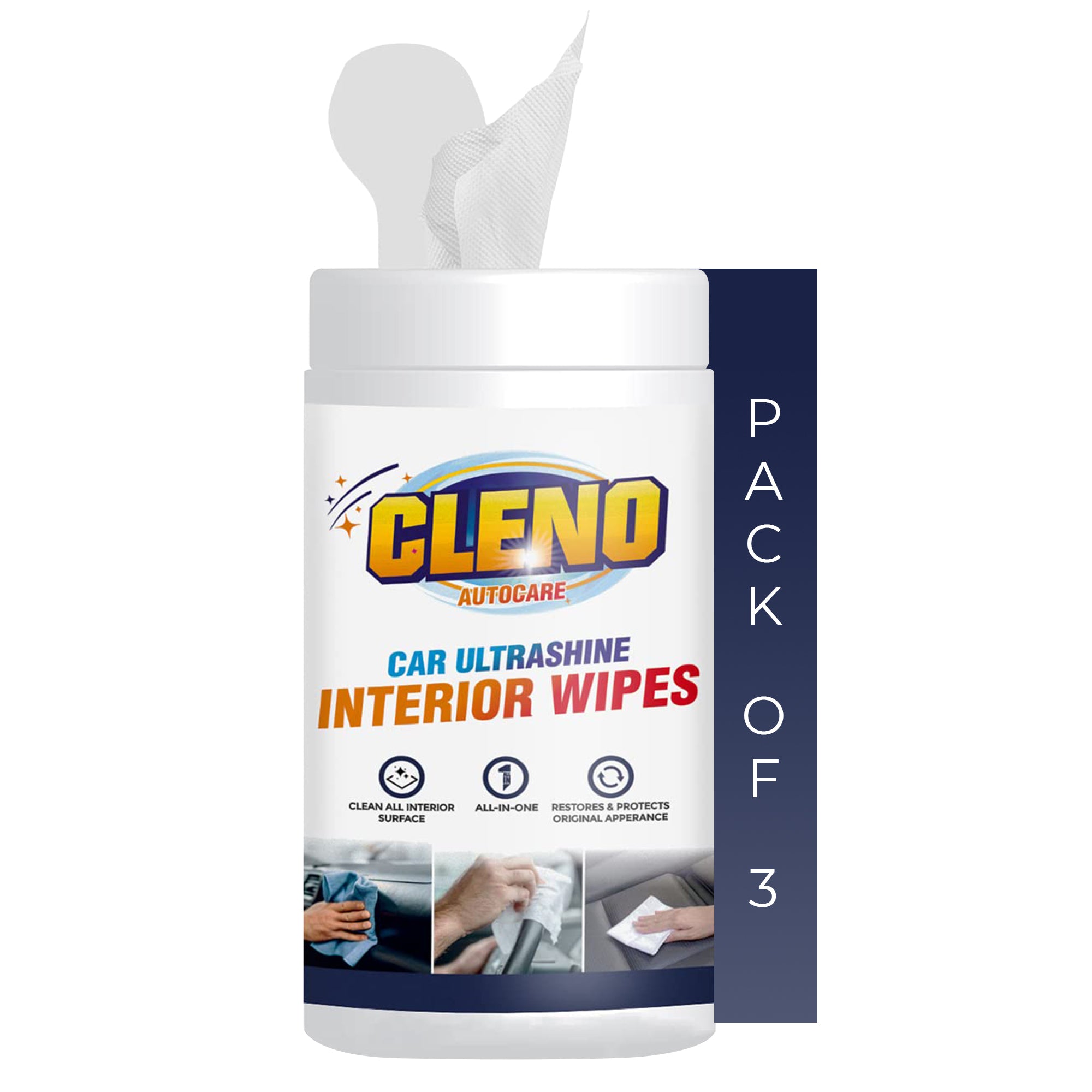 Cleno Car Ultrashine Wipes - Easily clean multiple surfaces