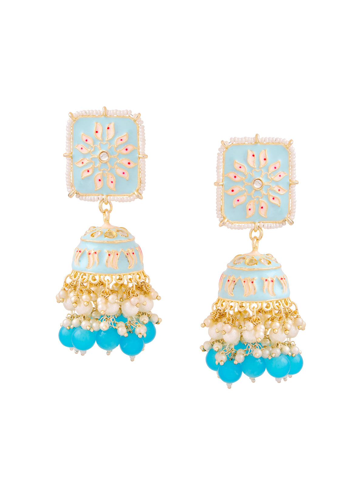 Yellow Chimes Meenakari Jhumka Earrings - Comfortable Fit