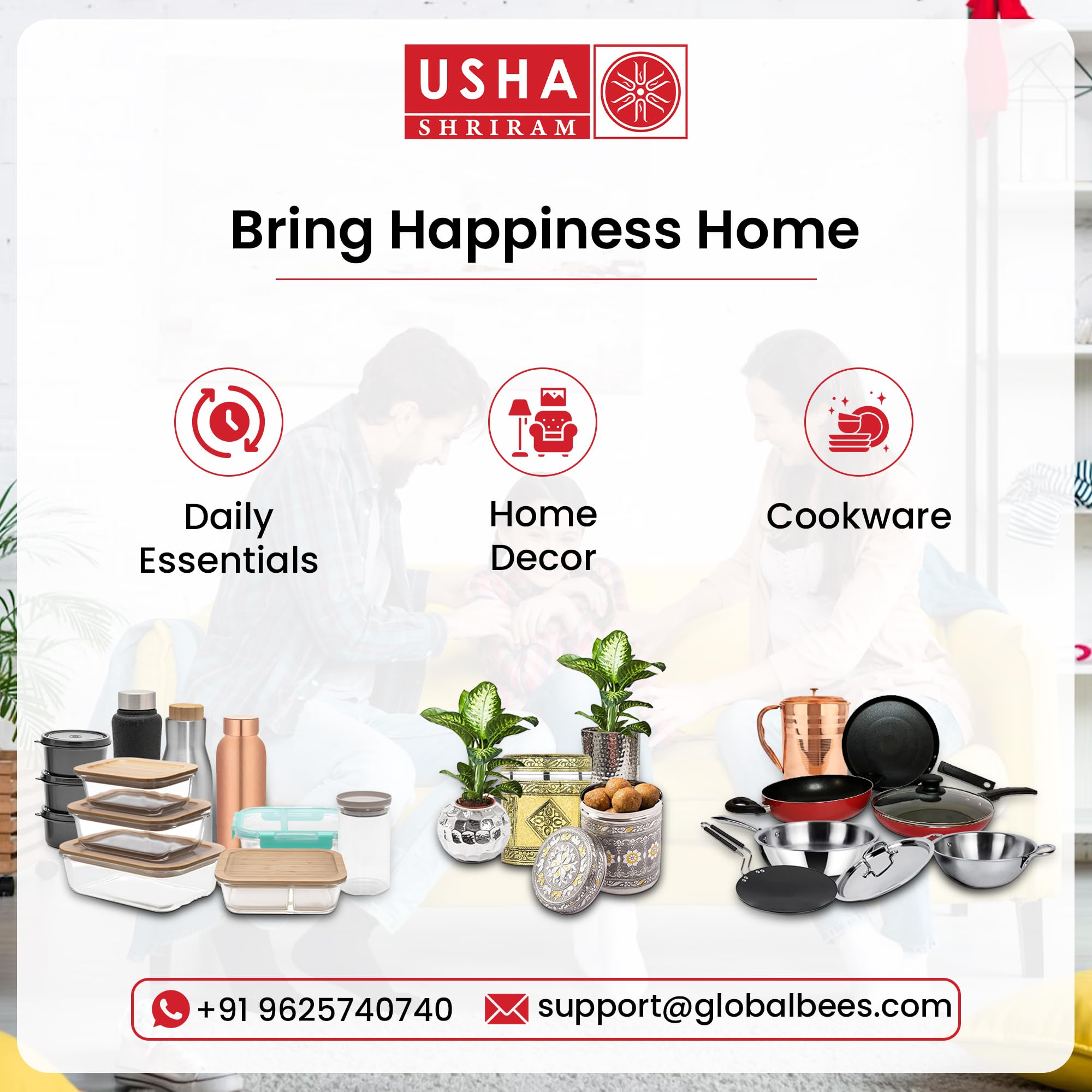 USHA SHRIRAM Triply Stainless Steel Kadai - Family cooking