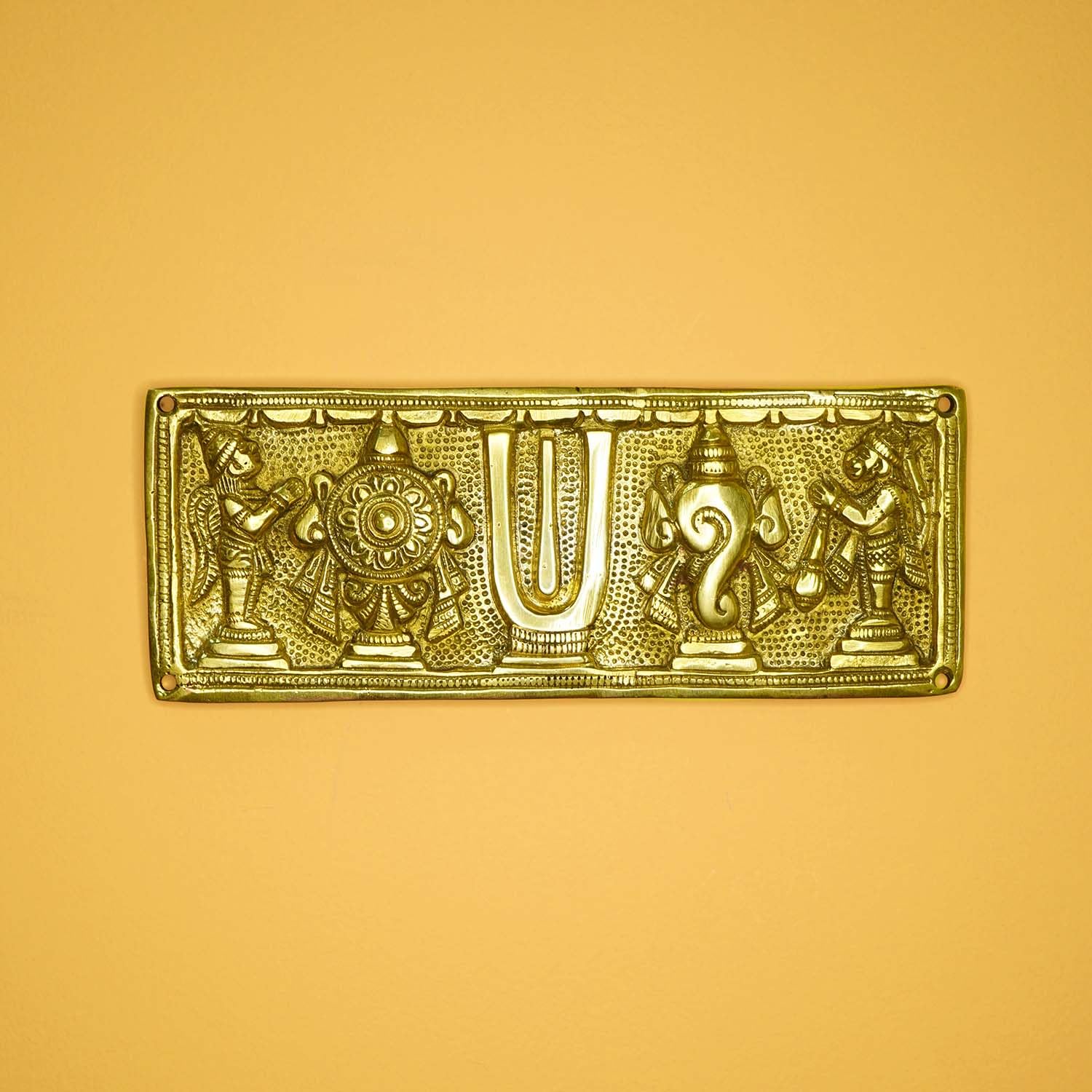 Ekhasa Brass Shankh Chakra Tilak - Handcrafted wall decoration