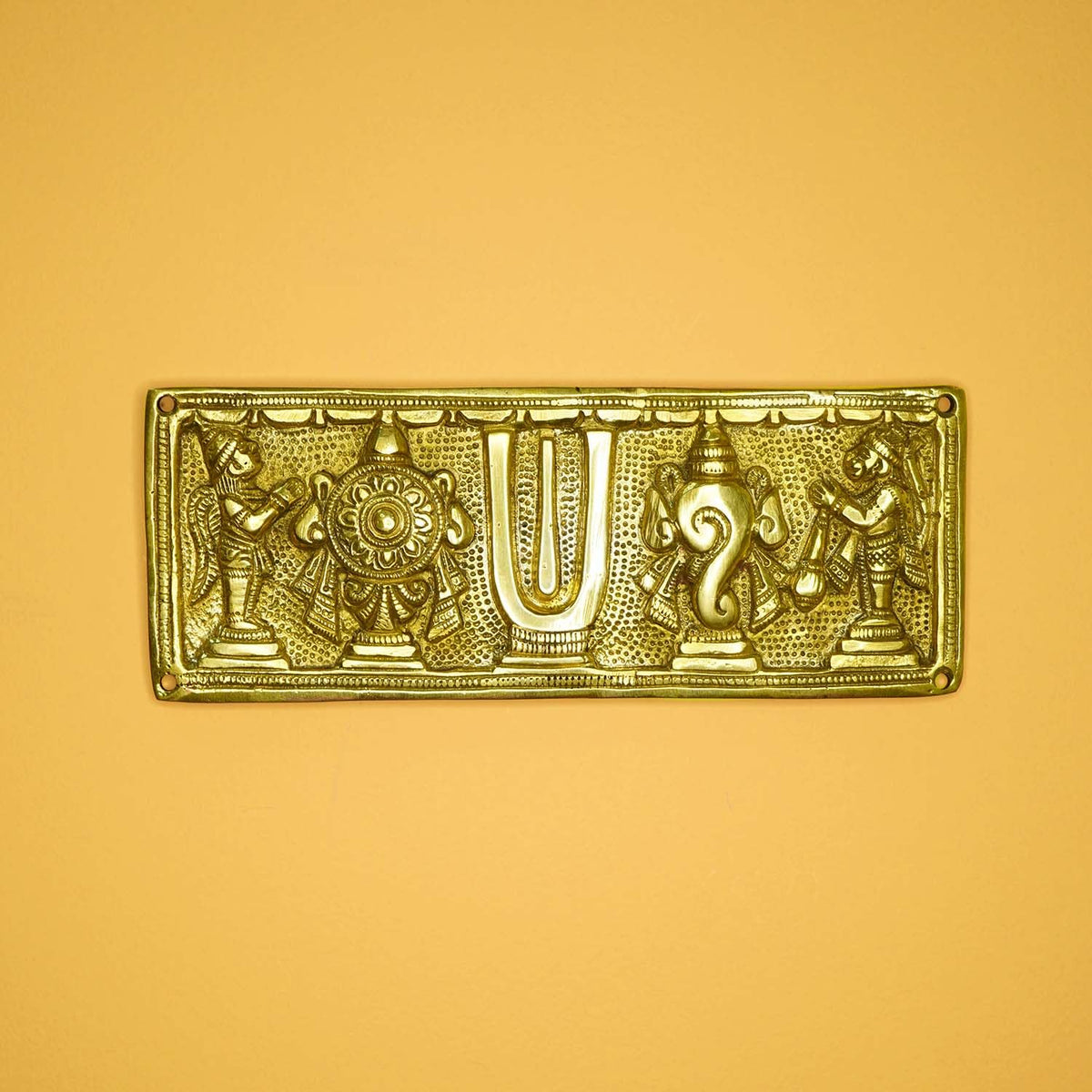 Ekhasa Brass Shankh Chakra Tilak - Handcrafted wall decoration