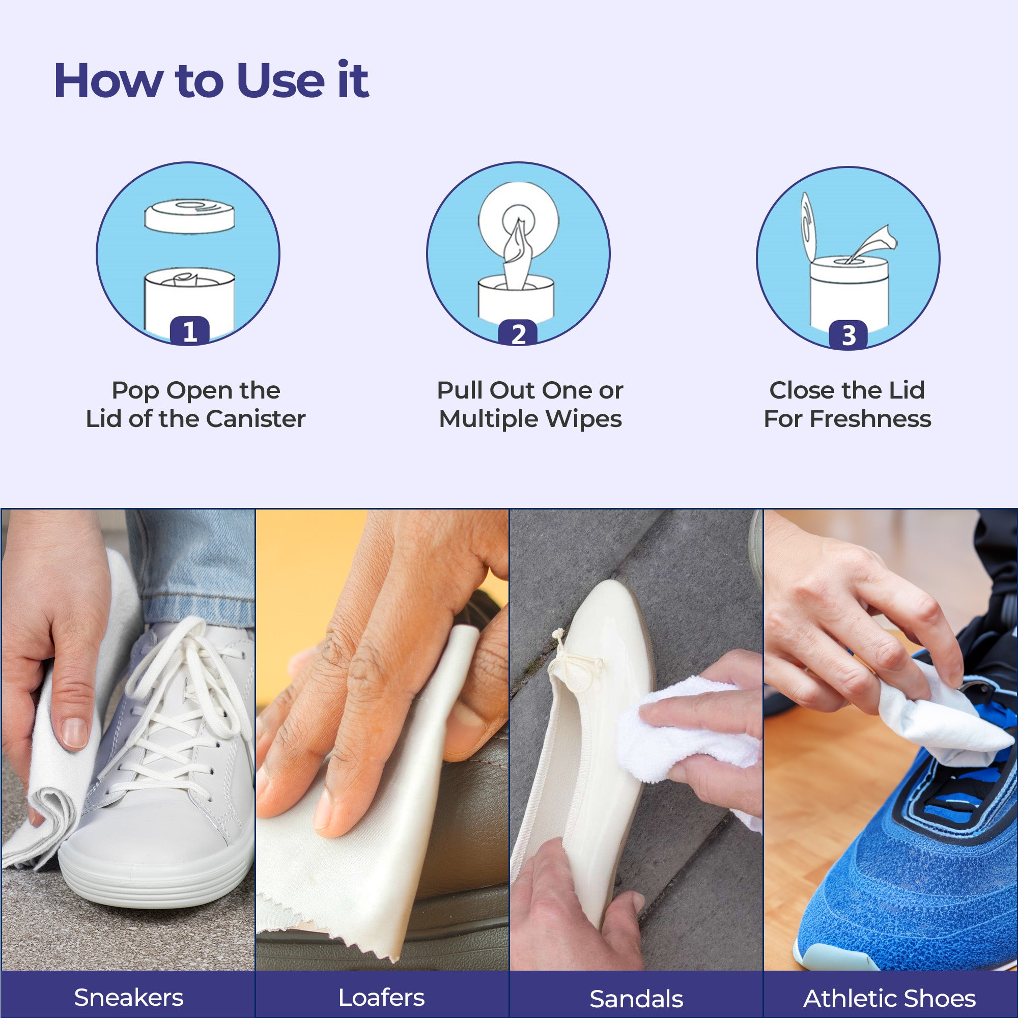 Cleno shoe cleaner wipes - portable wipes for travel