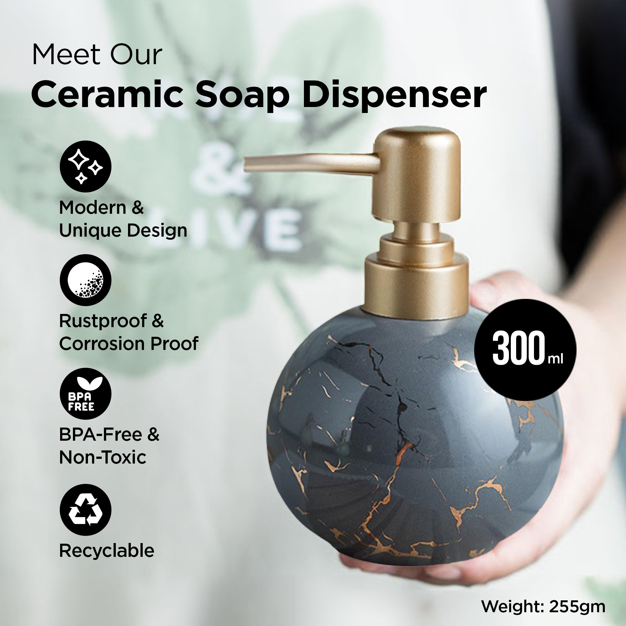 UMAI ceramic soap dispenser - multifunctional for various liquids