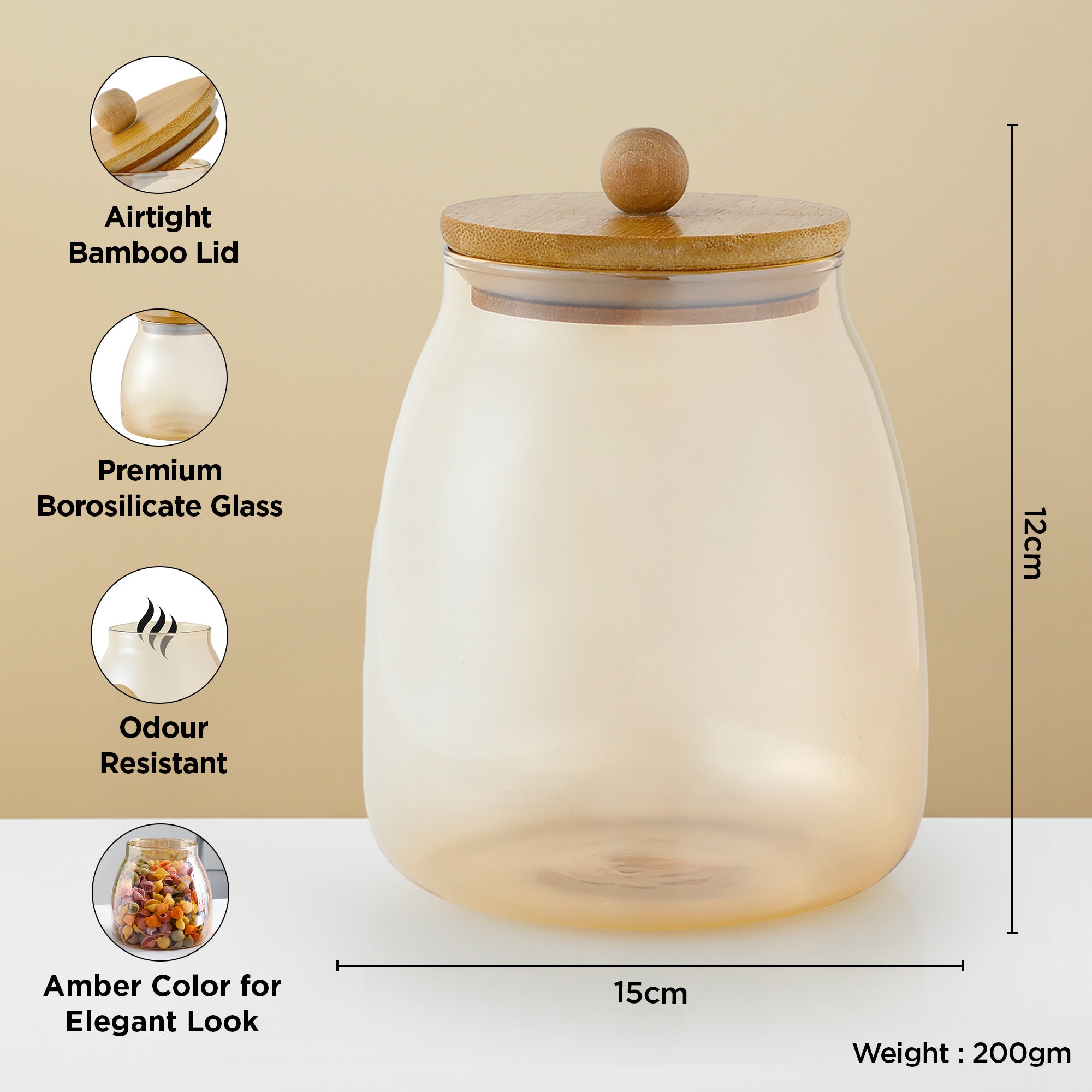 The Better Home Borosilicate Glass Jar - Airtight food storage