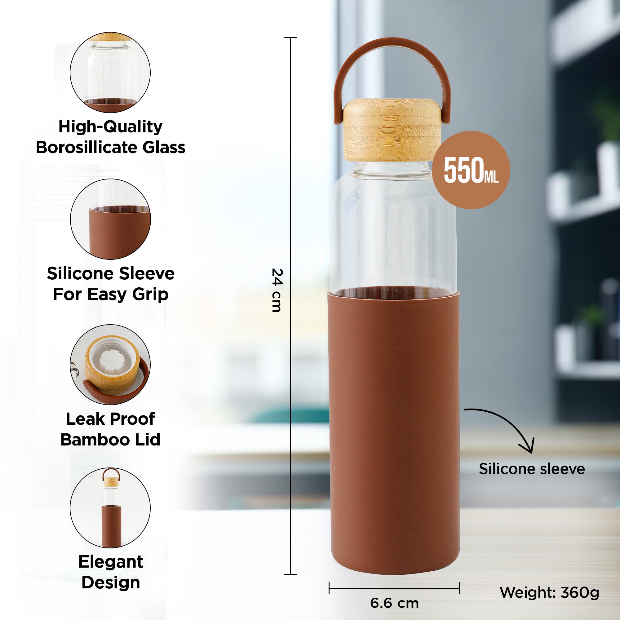 The Better Home UMAI Glass Water Bottle - Elegant home decor